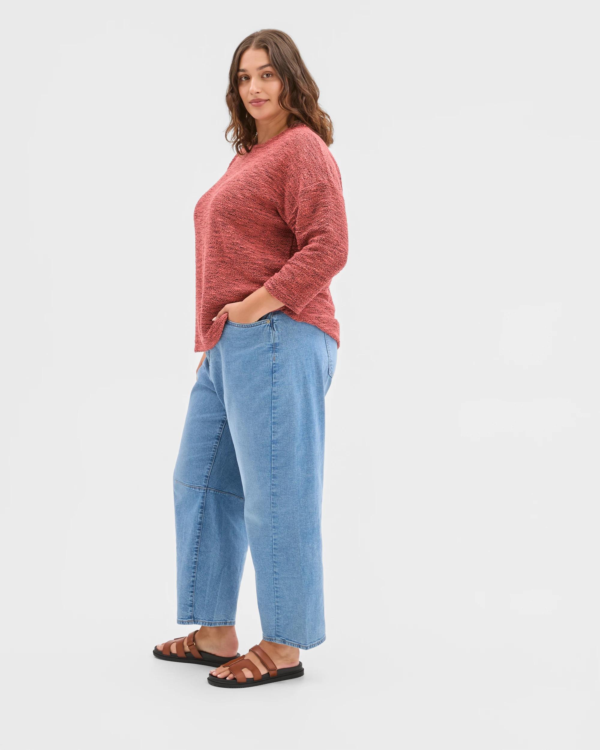 6 Target Curve Plus Size Australian Cotton Blend Curved Hem Textured Top MARSALA, 6 of 6