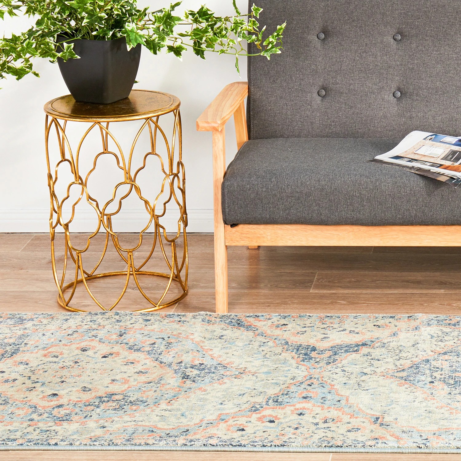 4 Common Ground Rugs Sojourn 150 400x80cm Runner - Large Pet Friendly Rug - Blue, 4 of 9