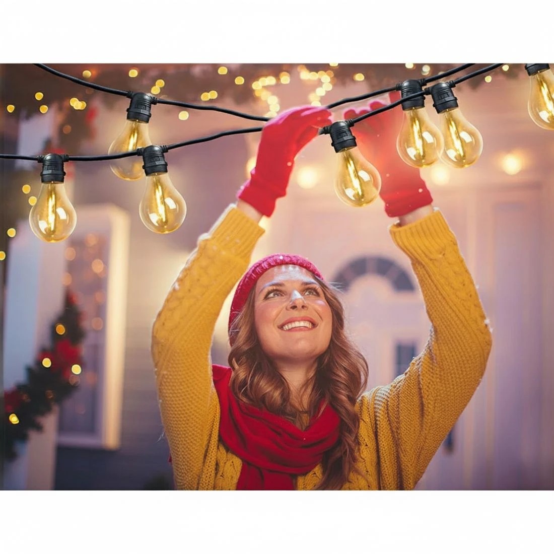 4 68m LED Festoon String Lights Outdoor Christmas Decorations Wedding Garden Party - Black, 4 of 4