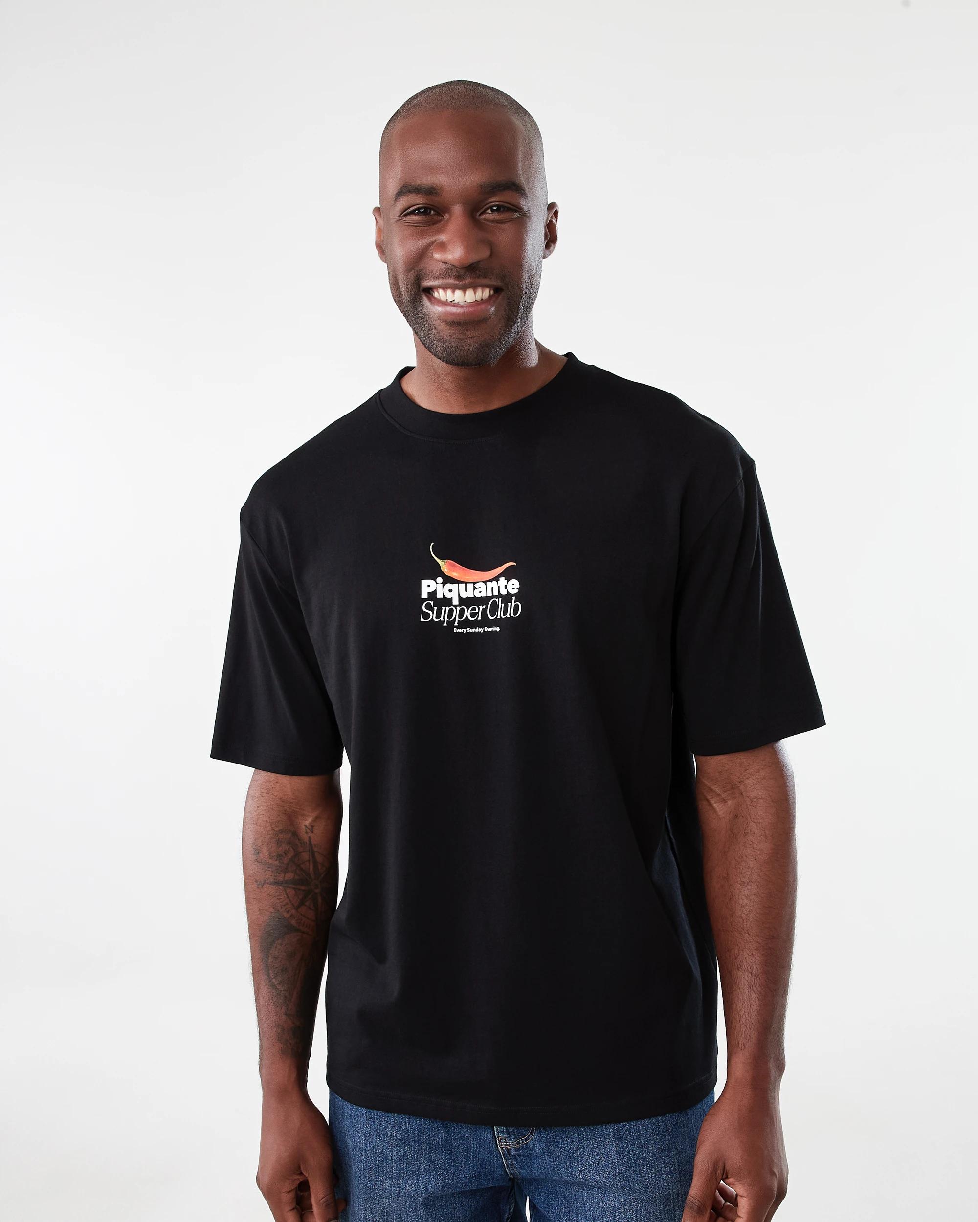 1 Oversized Print T-shirt Blk Piqnte, 1 of 7