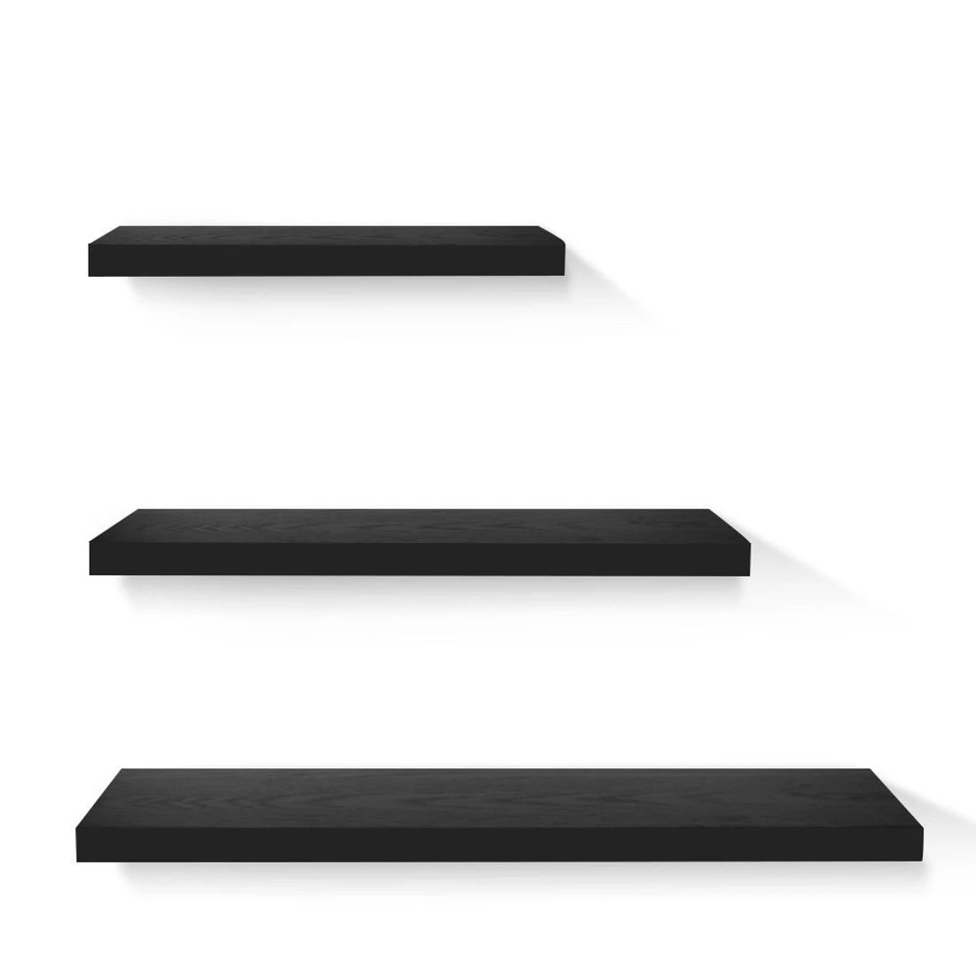 1 Artiss Floating Wall Shelf Set Of 3 Display Storage Space Saving Modern Decor Easy Install Sturdy Wall Mounted - Black, 1 of 10
