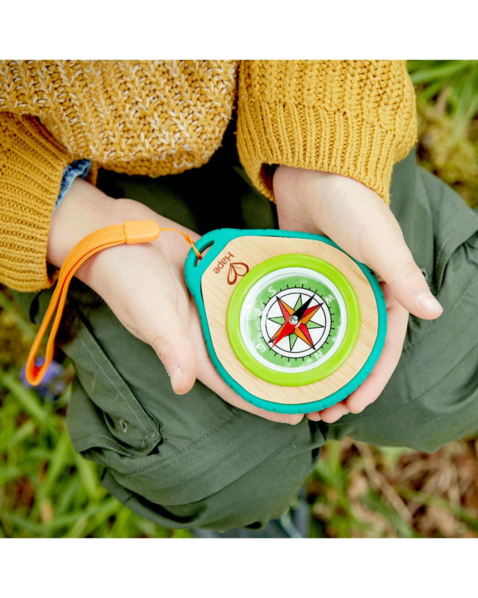 3 Hape Kids Compass Set Camper Outdoor Gear With Carabiner Sustainable - Green, 3 of 3