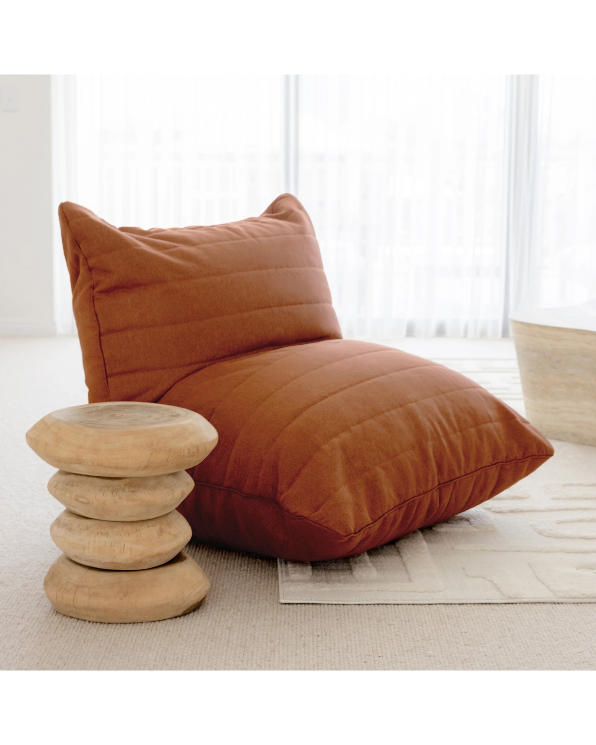 1 Cadence & Co. Linoire Quilted Beanbag Lounger Cover - Rust, 1 of 10