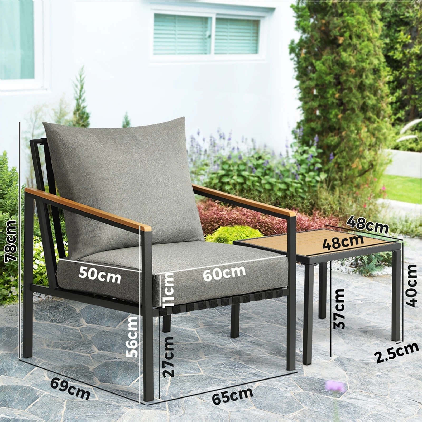 3 Livsip Outdoor Furniture 3 Piece Setting Garden Bistro Set Dining Chairs Patio
 - Multi, 3 of 10
