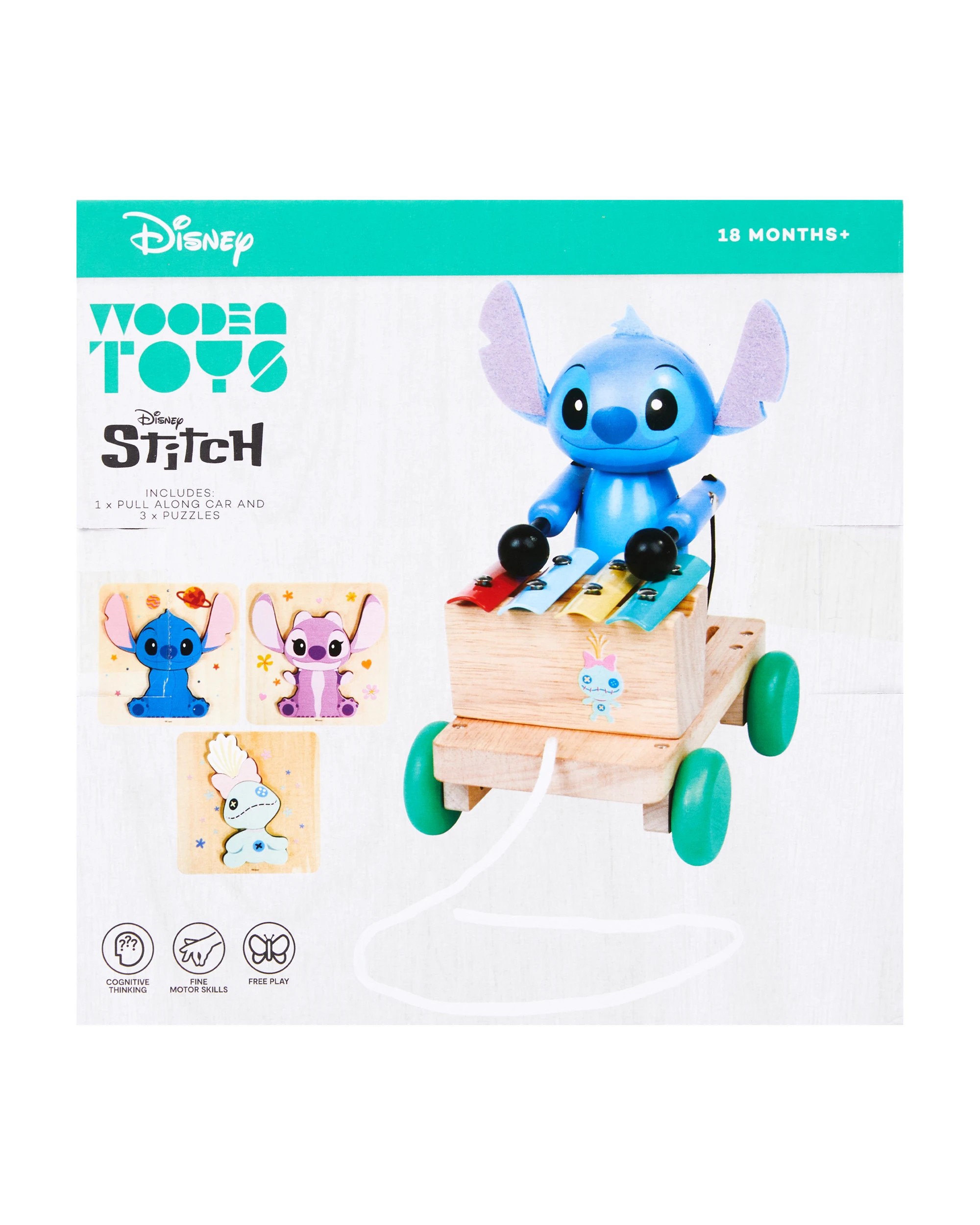 8 Wooden Toys Disney Stitch Pull Along Gift Pack, 8 of 8