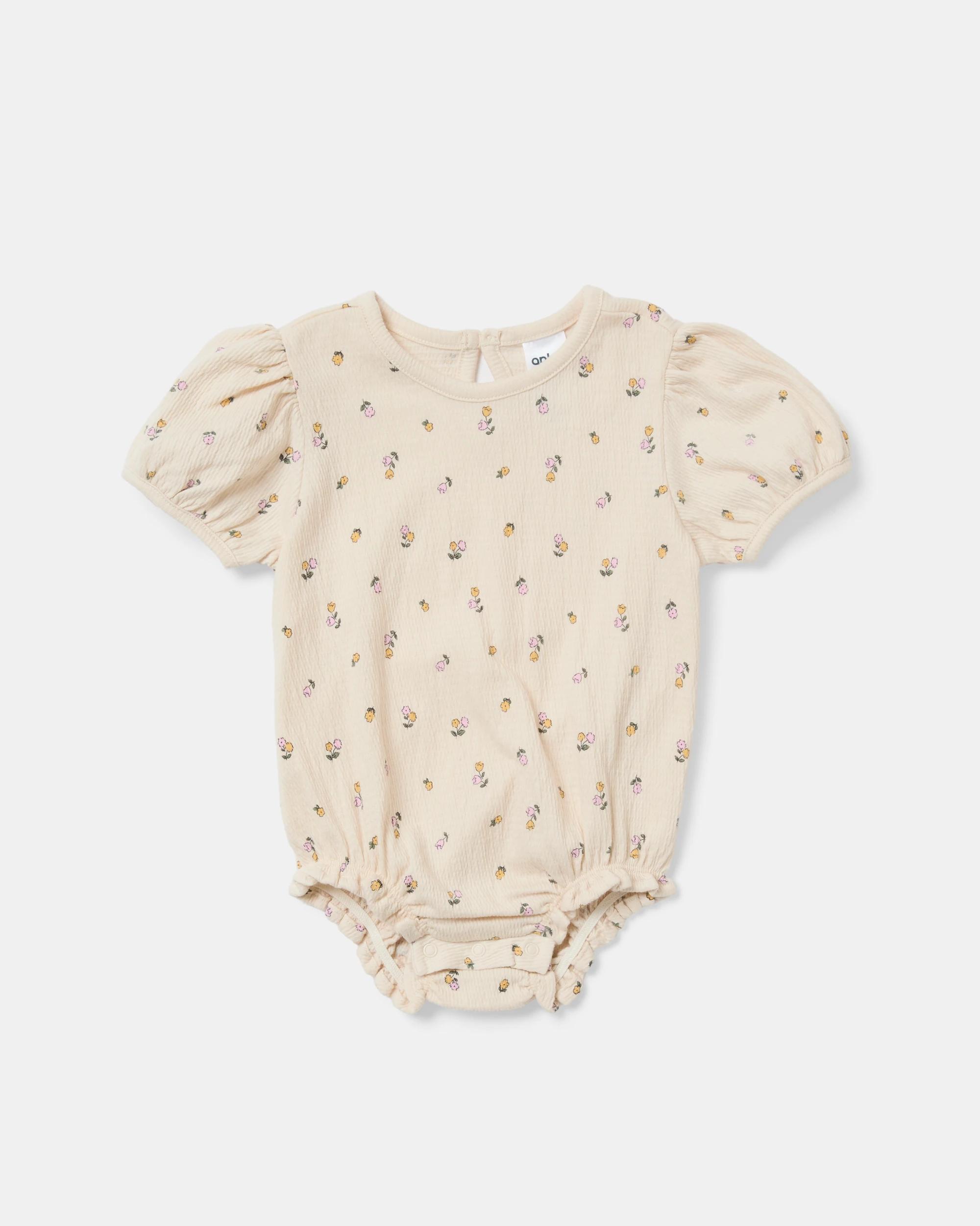 1 Short Sleeve Crinkle Bodysuit Mini Flral, 1 of 3