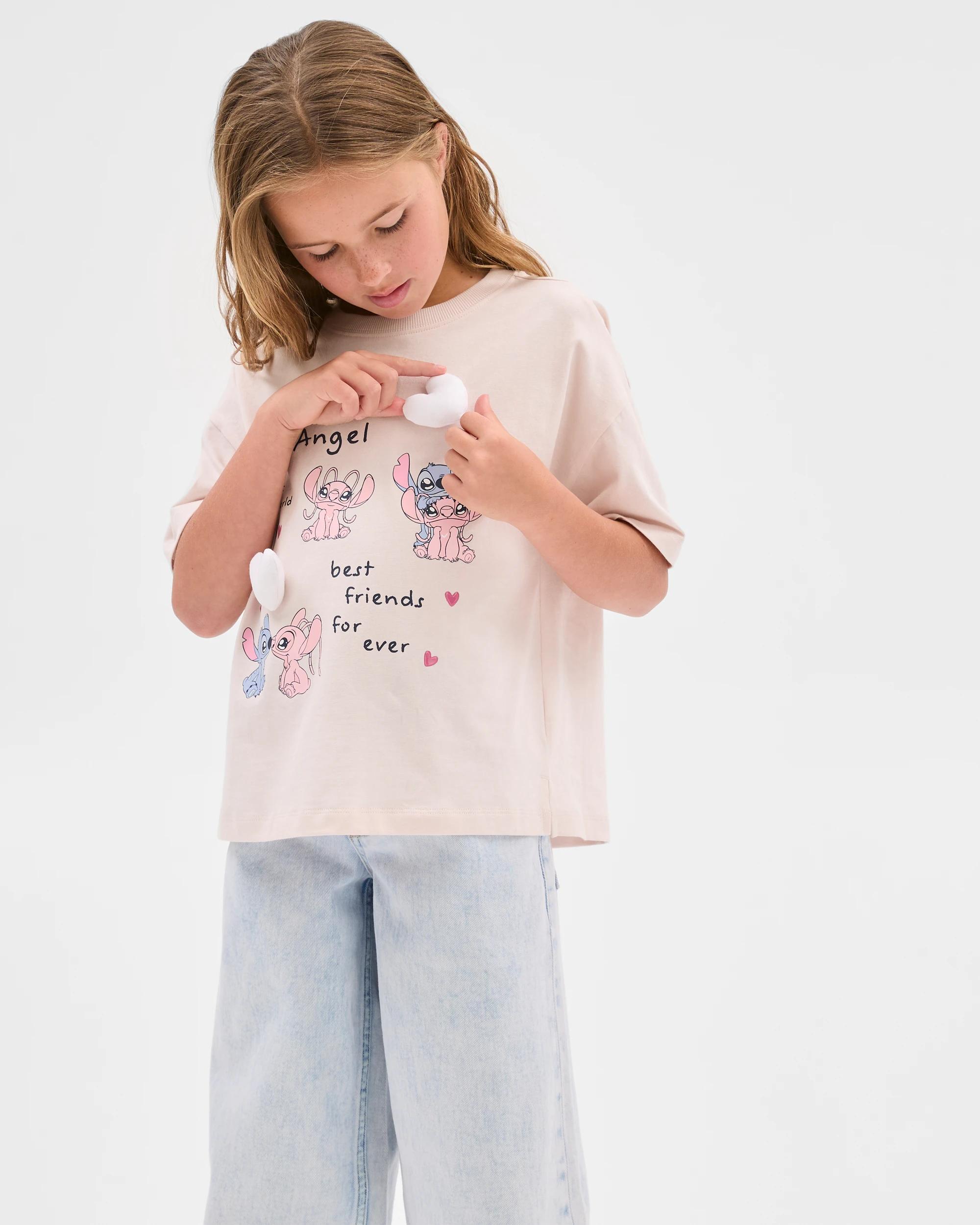 1 Disney Lilo & Stitch Australian Cotton T-Shirt STITCH & ANGEL/CREAM, 1 of 6