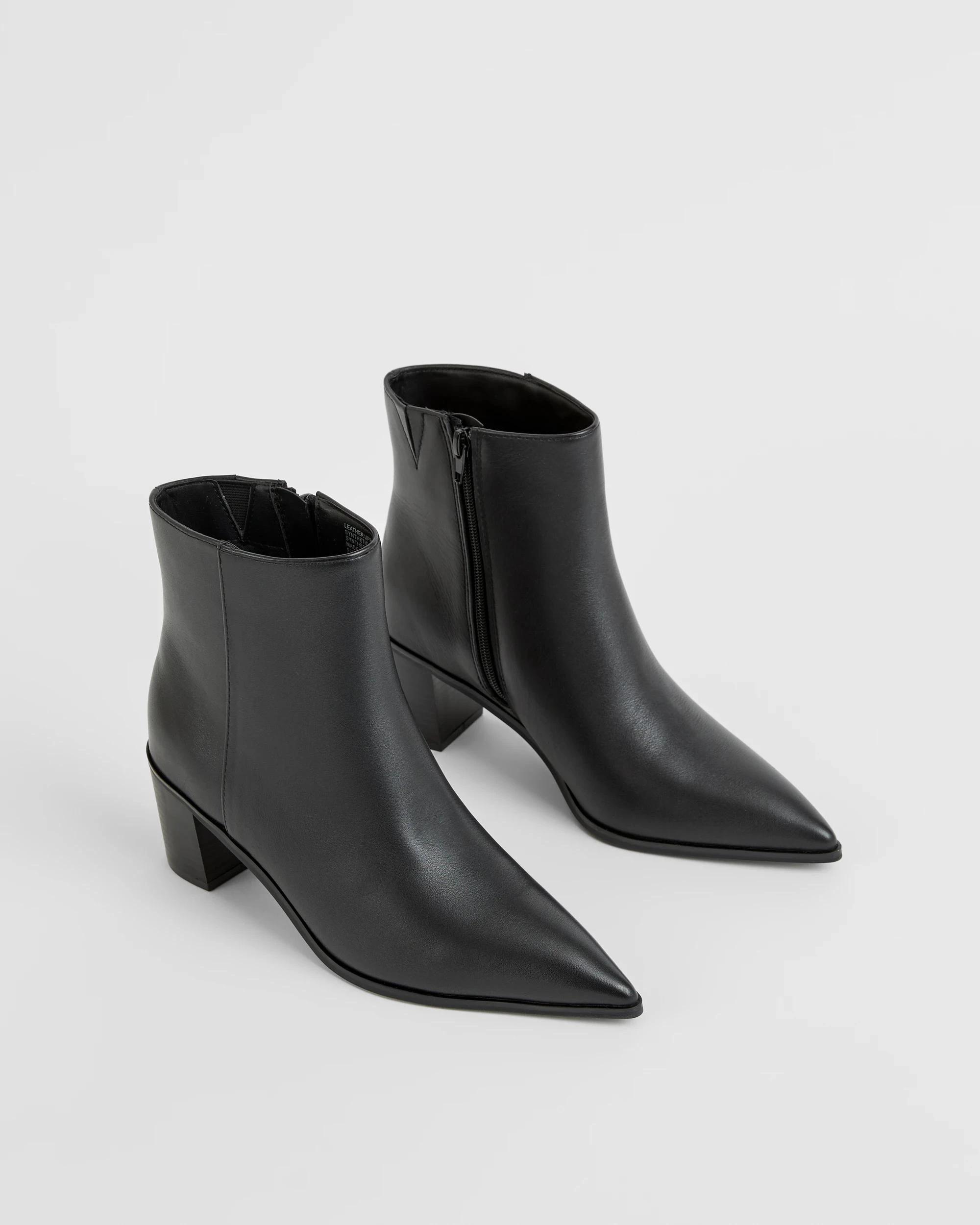 2 Target Woman Ruby Genuine Leather Block Heel Point Boots BLACK, 2 of 3