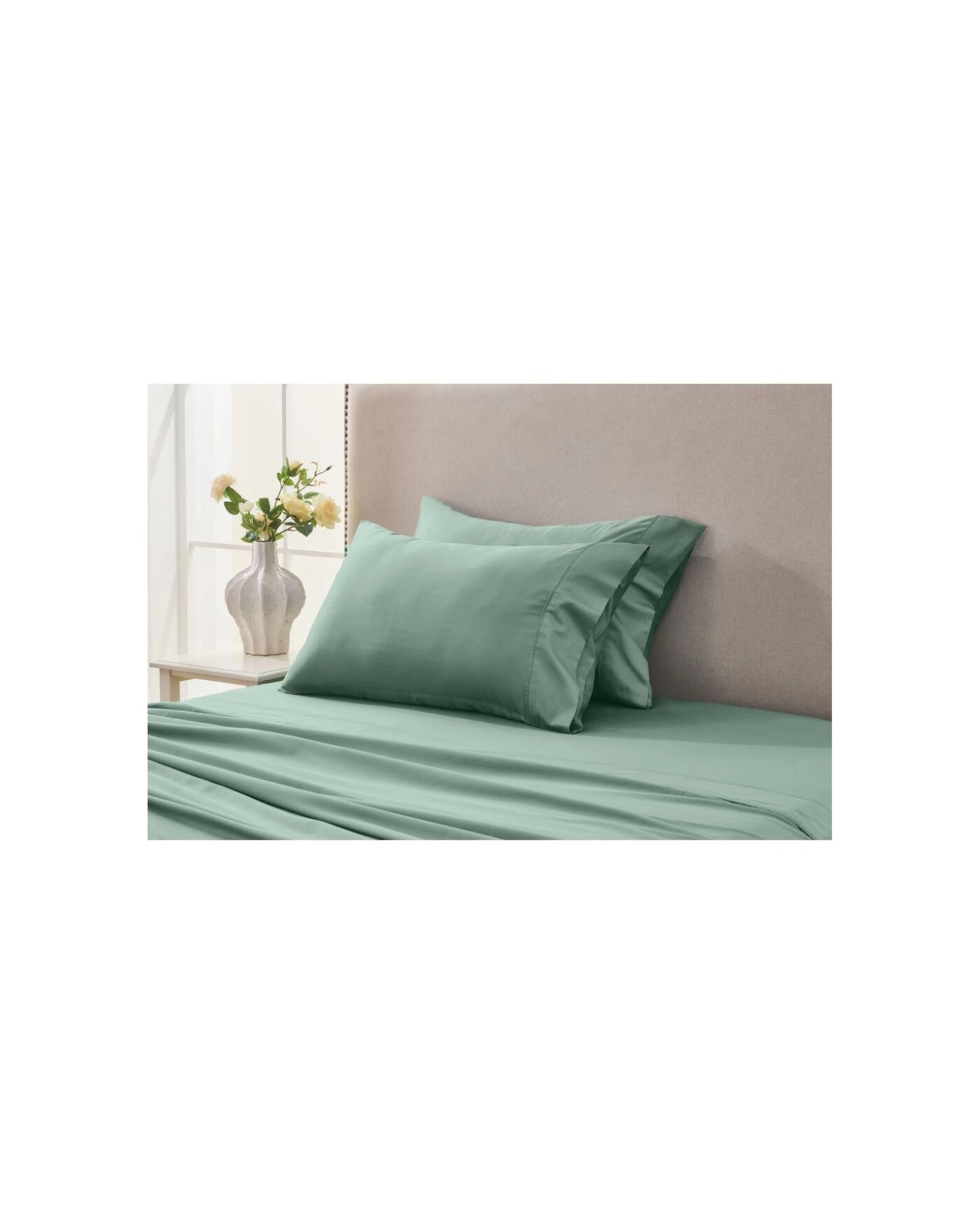 4 Grosvenor House Egyptian Cotton Sheet Set With Pillowcase 500TC - Single Bed - Green, 4 of 8