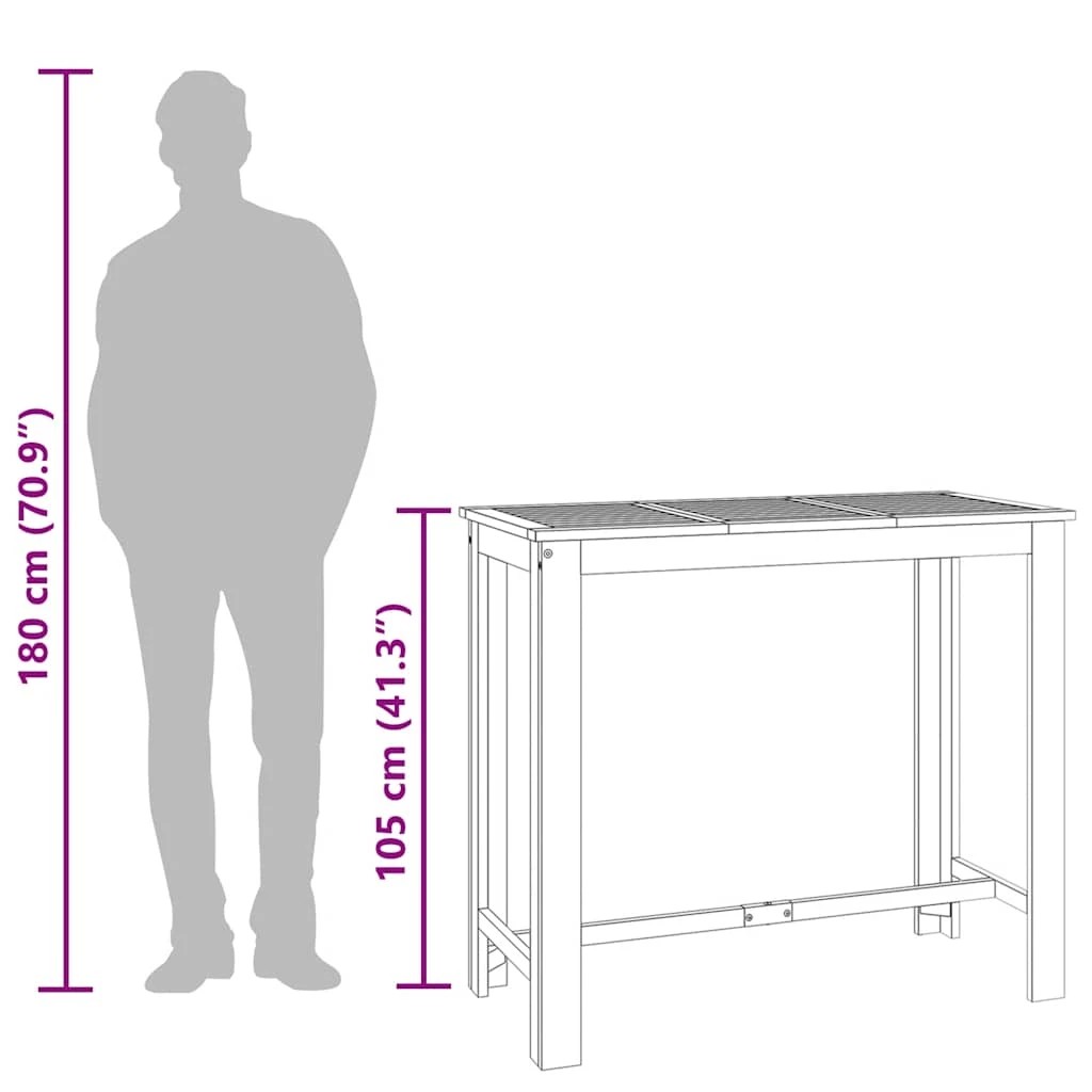 7 Vidaxl Garden Bar Table Solid Wood Acacia - Brown, 7 of 7