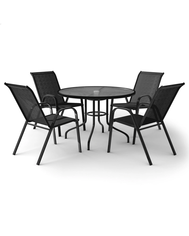 Alfordson 5PCS Outdoor Dining Set Table and Chairs Patio Furniture Round - B