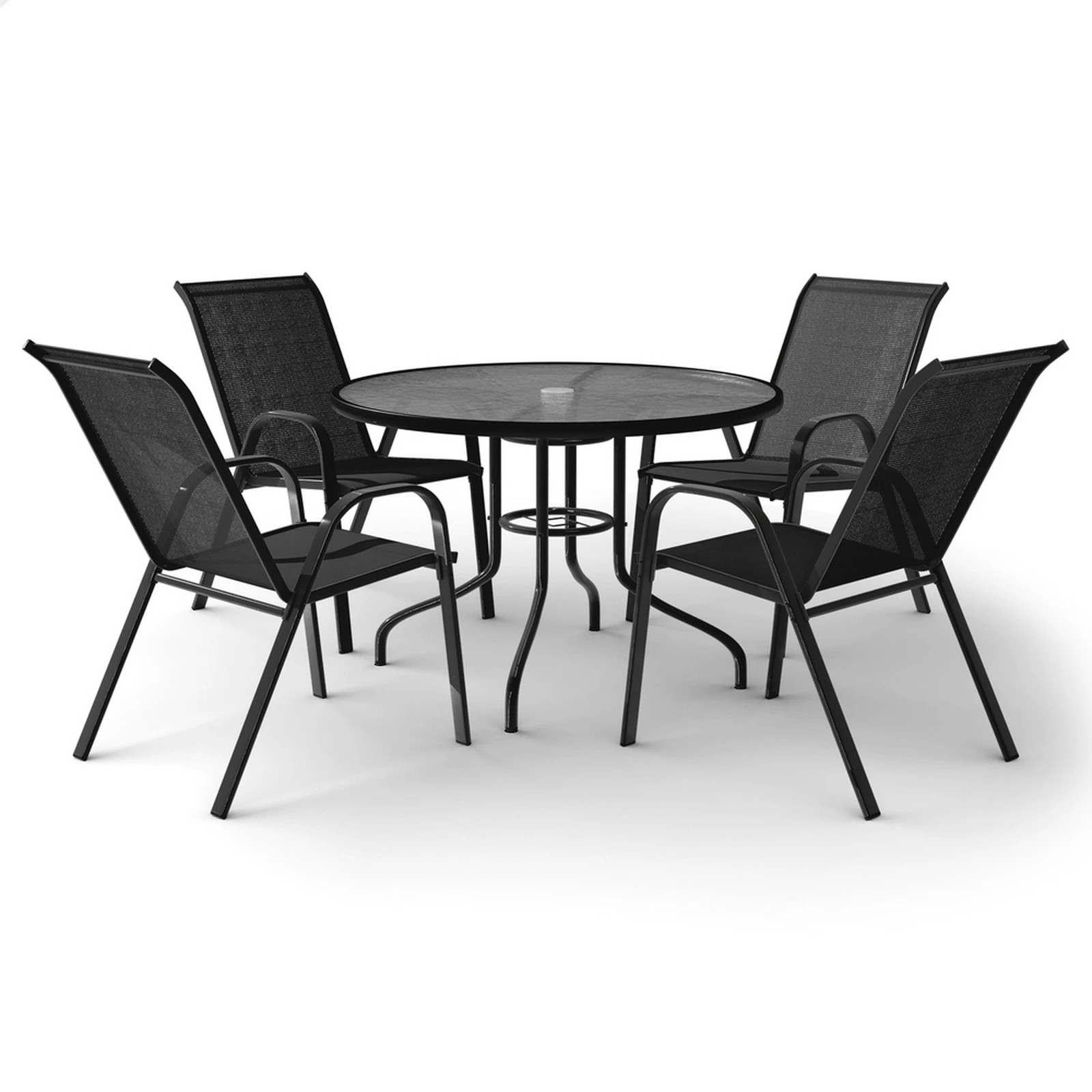 1 Alfordson 5PCS Outdoor Dining Set Table and Chairs Patio Furniture Round - Black, 1 of 9