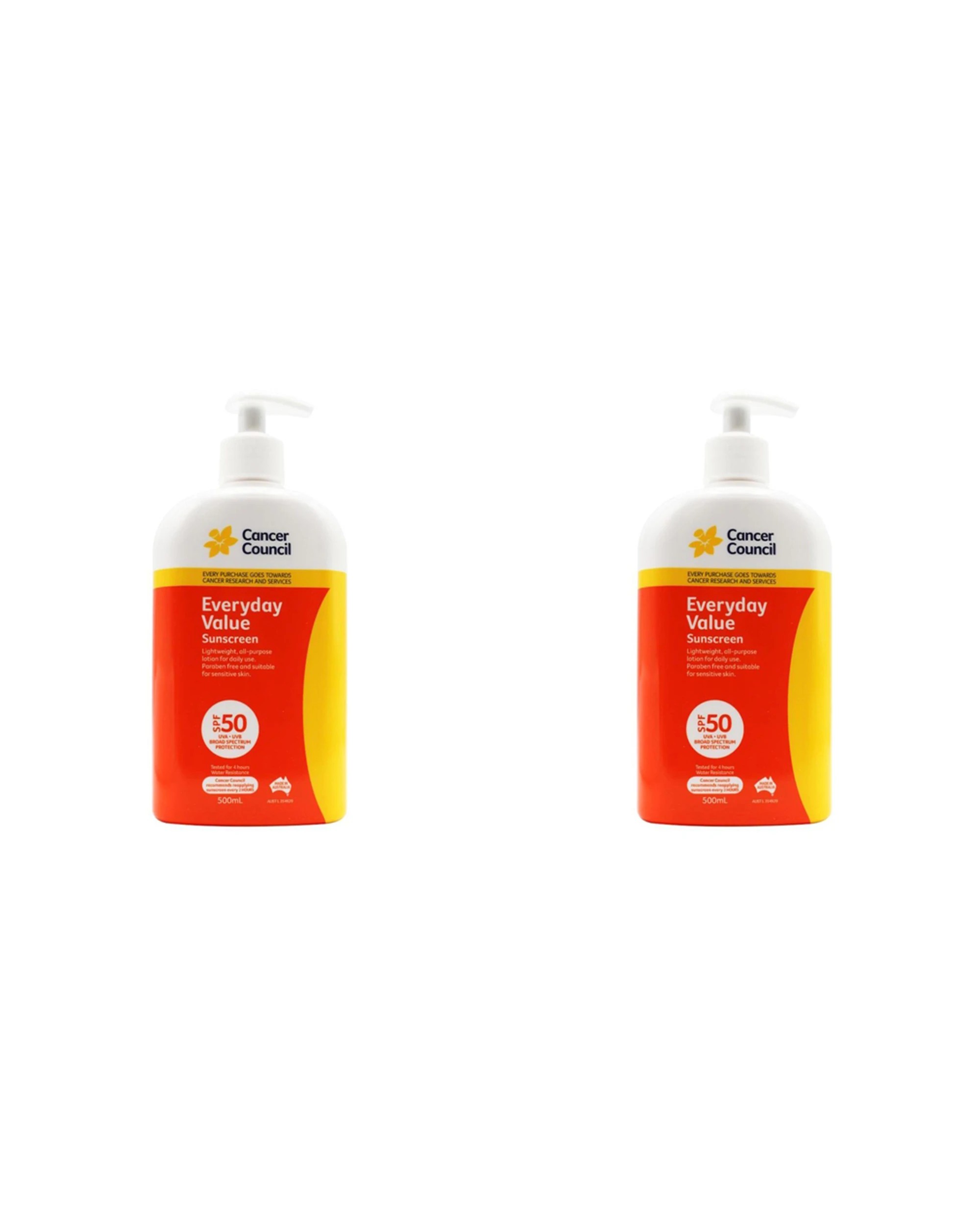 1 Cancer Council 2PK Everyday Value Sunscreen SPF50 Lotion Pump Bottle 500ml - Multi, 1 of 3