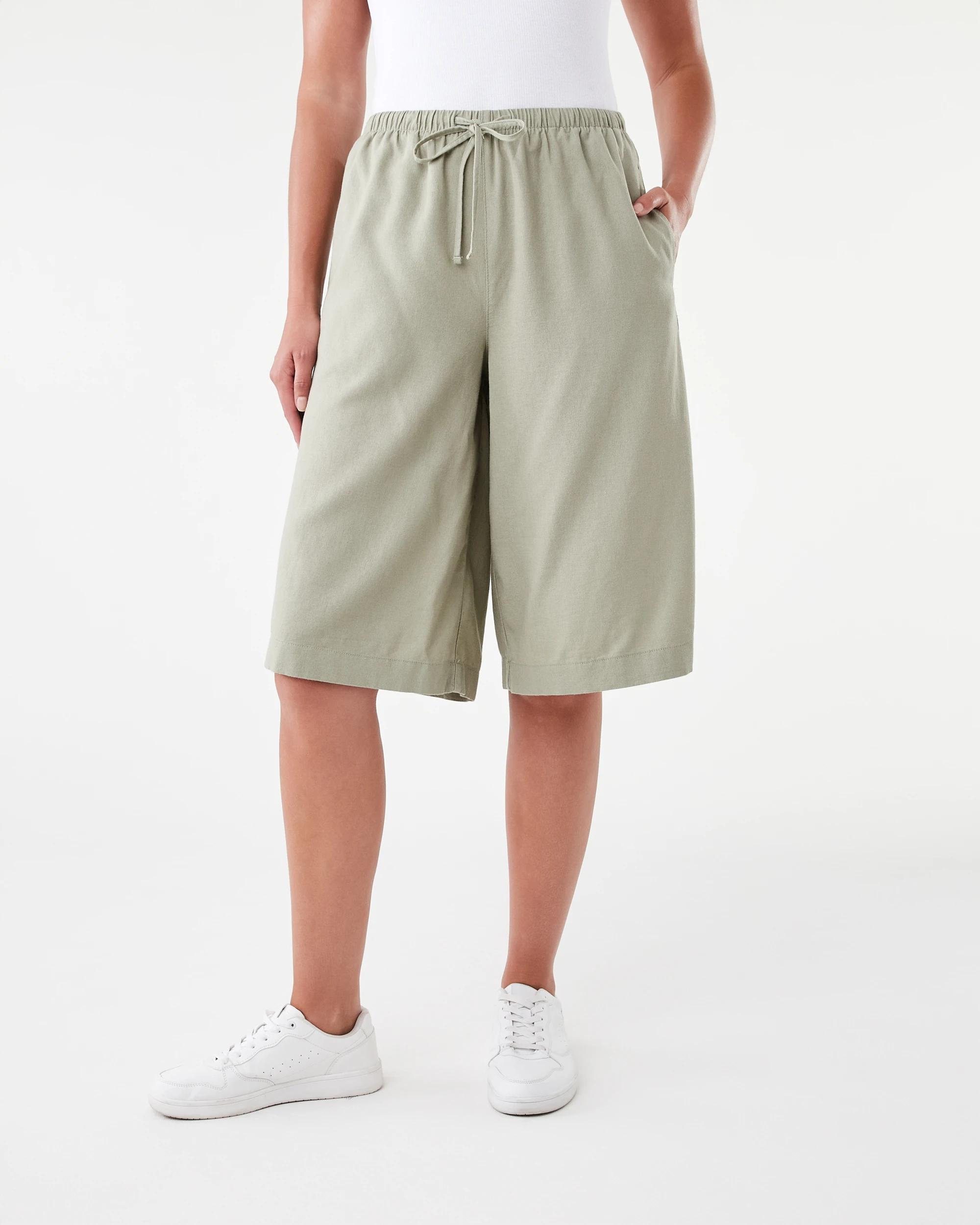 1 Tie Waist Bermuda Shorts Grn Bnksia, 1 of 6