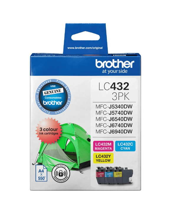 Brother LC 432 Ink Cartridges 3 Colour Value Pack