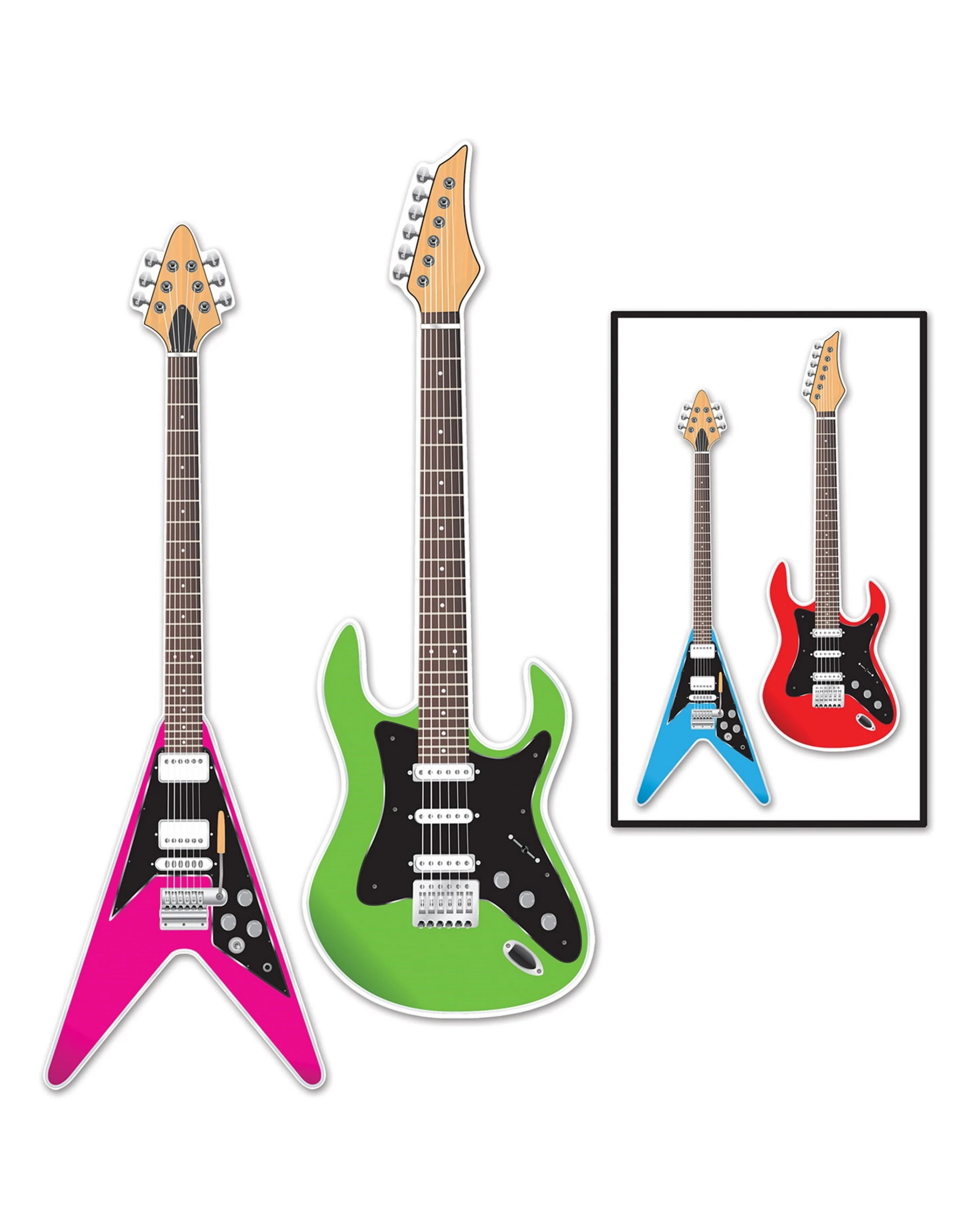 1 Beistle Neon 80's Guitar Cutout Wall Decorations Pack of 2, 1 of 1