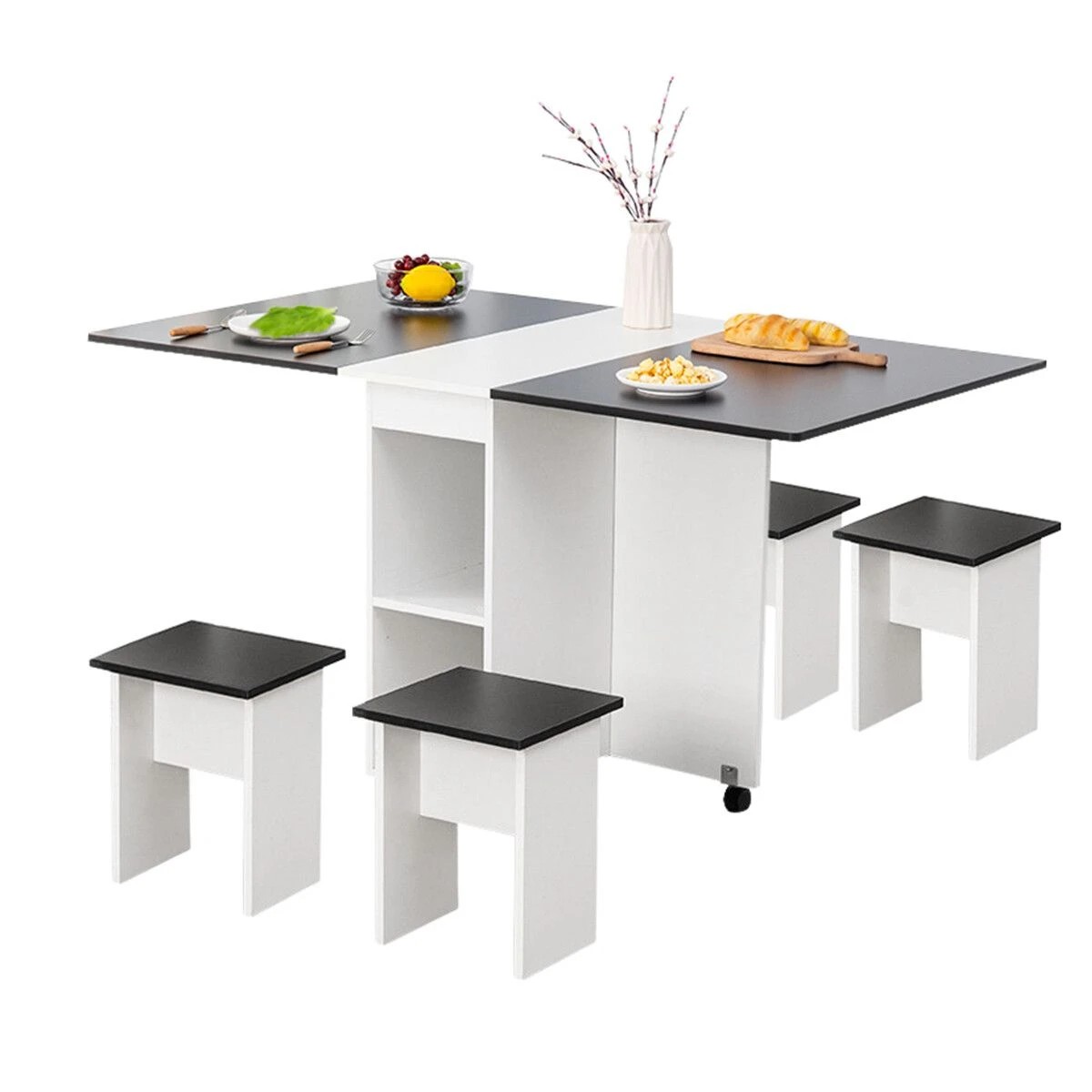 8 Ausway Modern Folding Dining Table Set and Chairs, 8 of 9