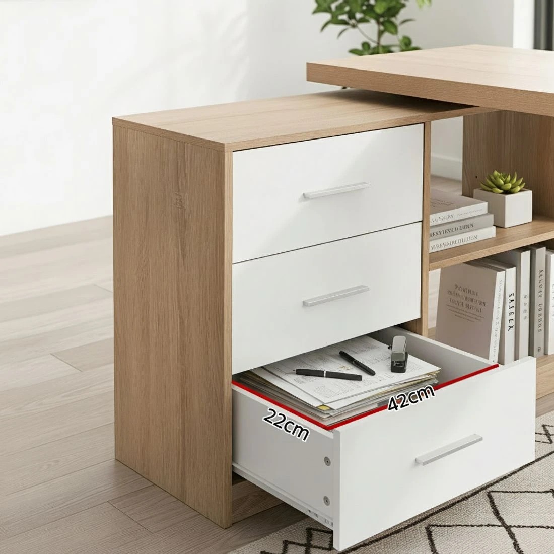 5 Artiss Computer Desk Swivelling L shape Home Office Storage Cabinet - Multi, 5 of 7