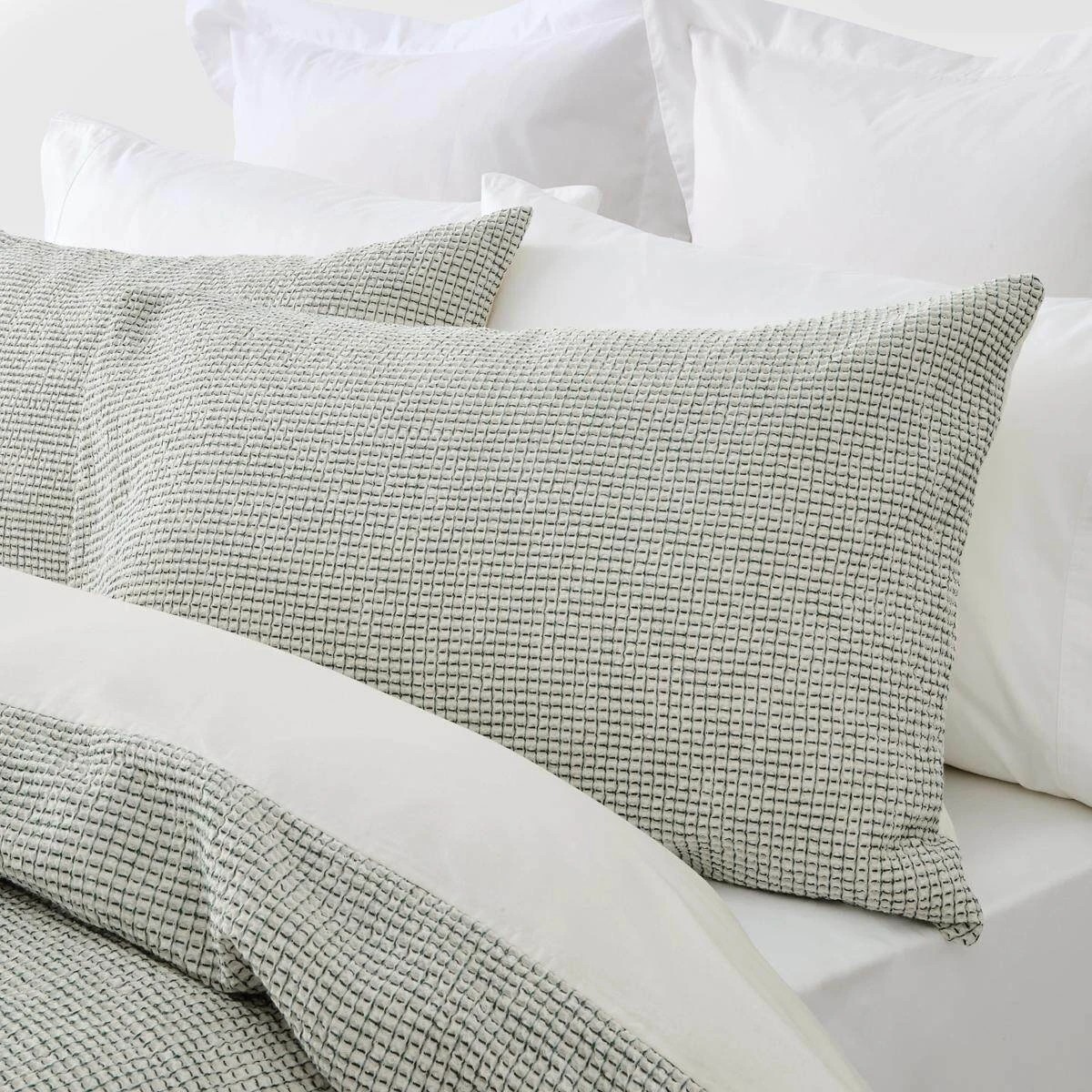 2 Mini Waffle Cotton Quilt Cover Set - Double Bed, Green, 2 of 6