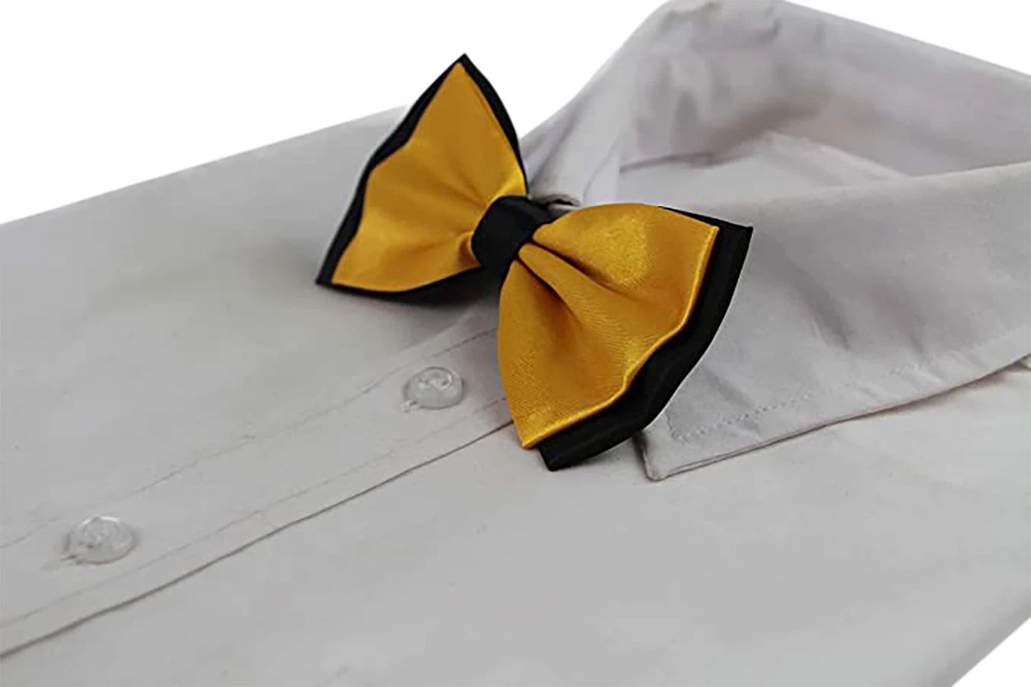 5 Zasel Mens Warm Yellow Two Tone Layered Bow Tie - Multi, 5 of 5