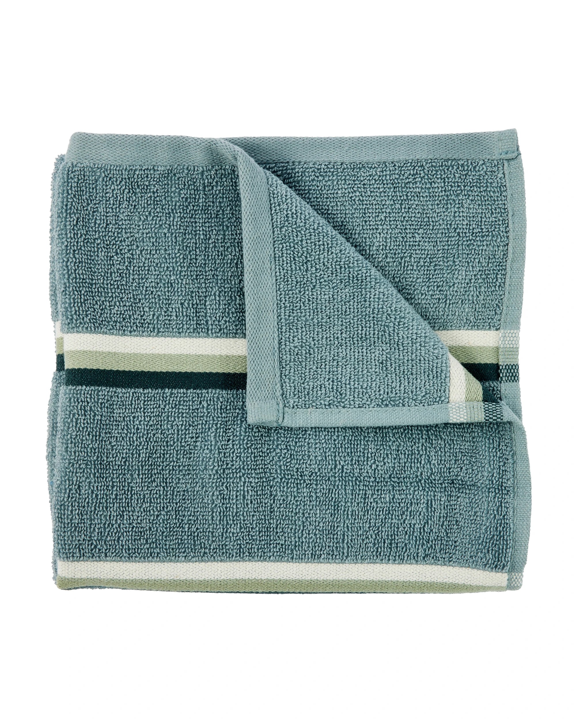 1 Blue Reversible Cotton Stripe Hand Towel, 1 of 5