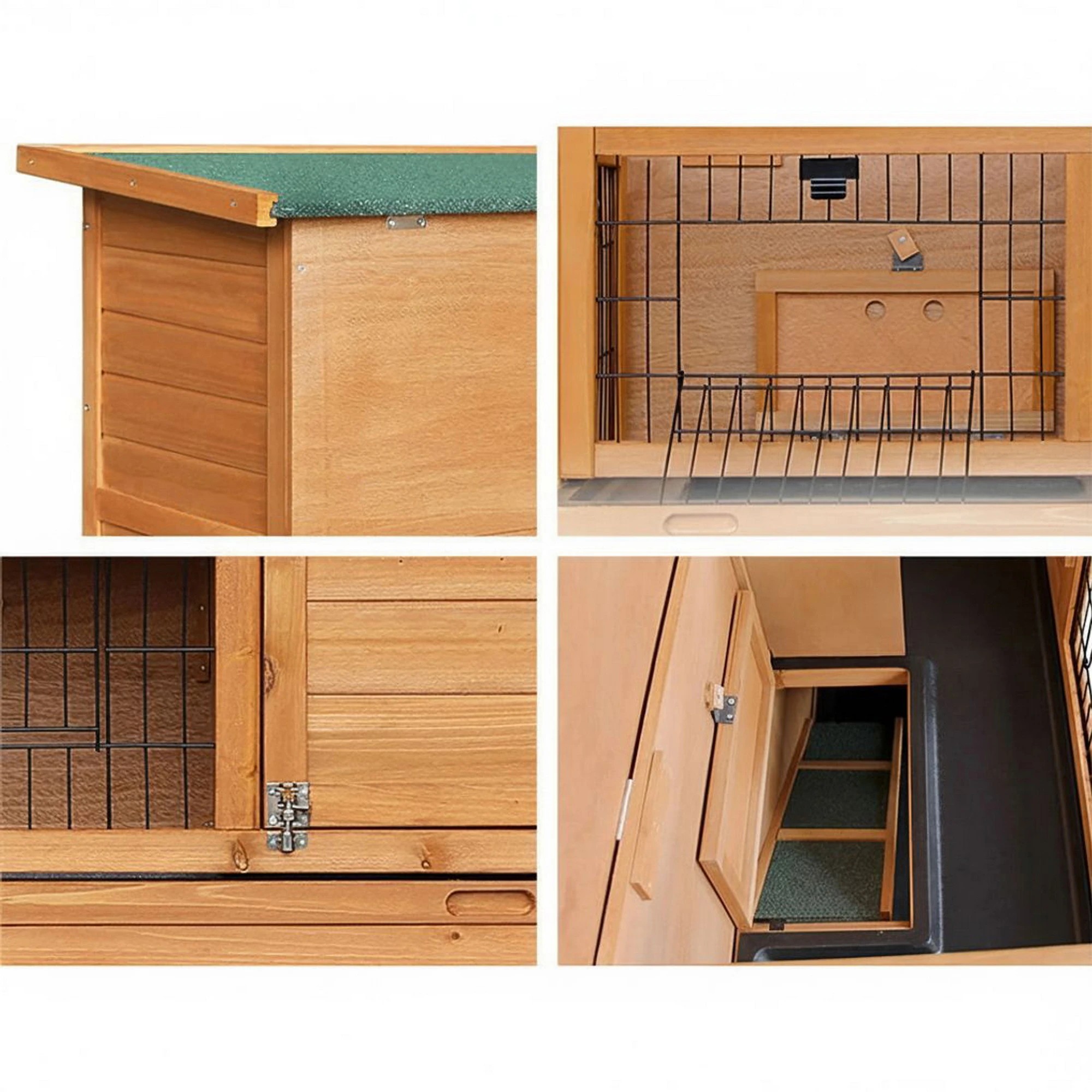 5 i.Pet Rabbit Hutch Chicken Coop Large Wooden House Run Cage - Brown, 5 of 9