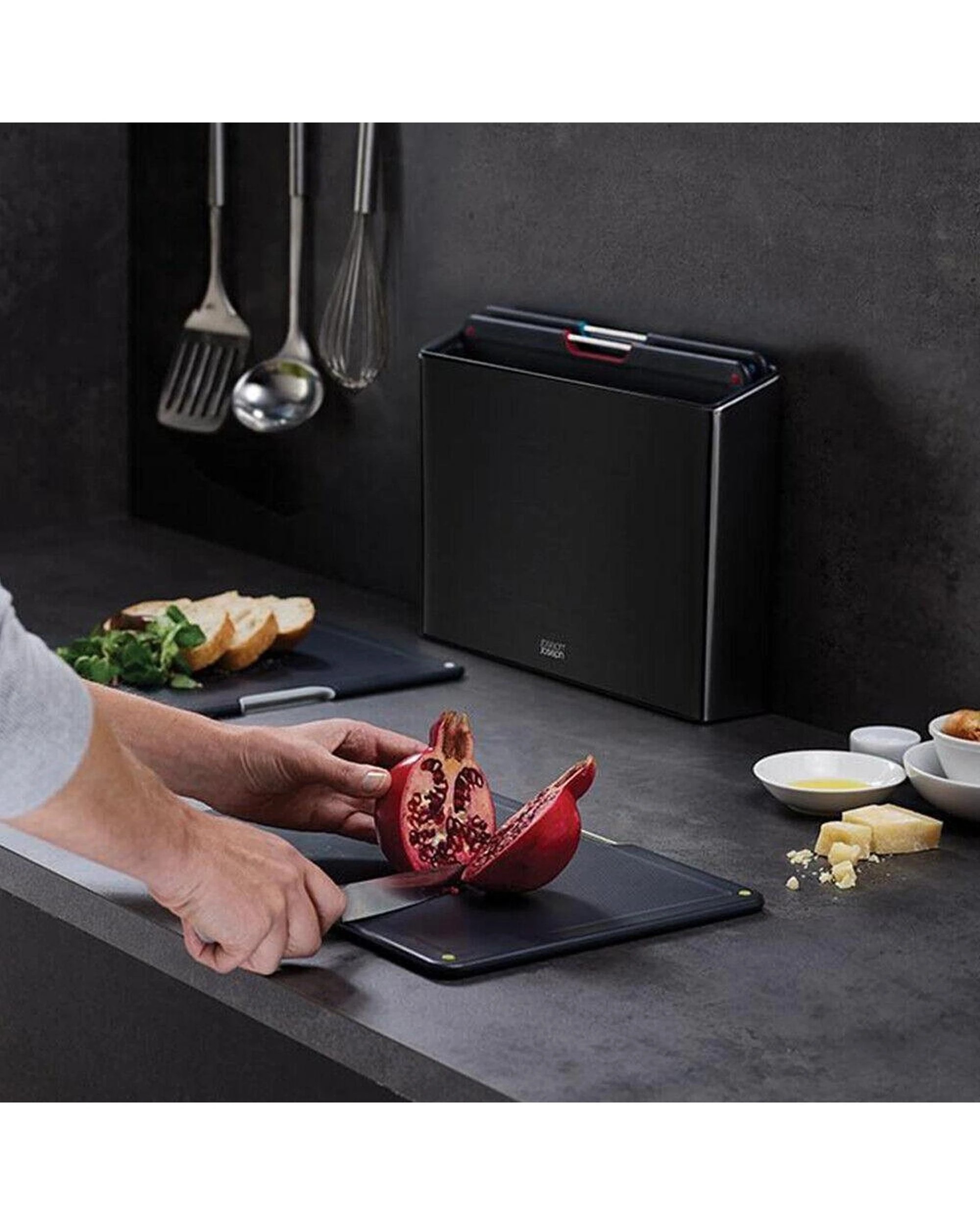 9 Joseph Joseph Folio 4 Piece Steel Chopping Board Set Carbon Black 60171, 9 of 9
