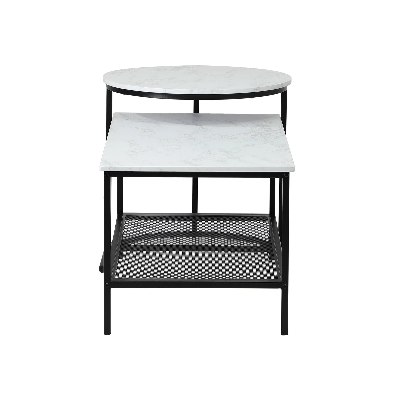 8 Oikiture Nesting Coffee Table Set Of 2 Side End Tables Faux Marble Top
 - Multi, 8 of 10