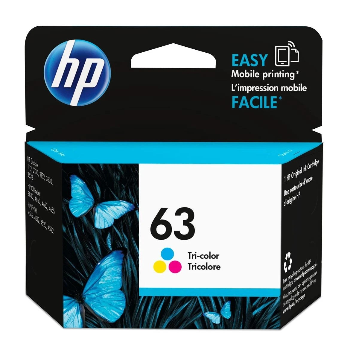 1 HP 63 Tri-Colour Original Ink Cartridge - Cyan/Magenta/Yellow, 1 of 1