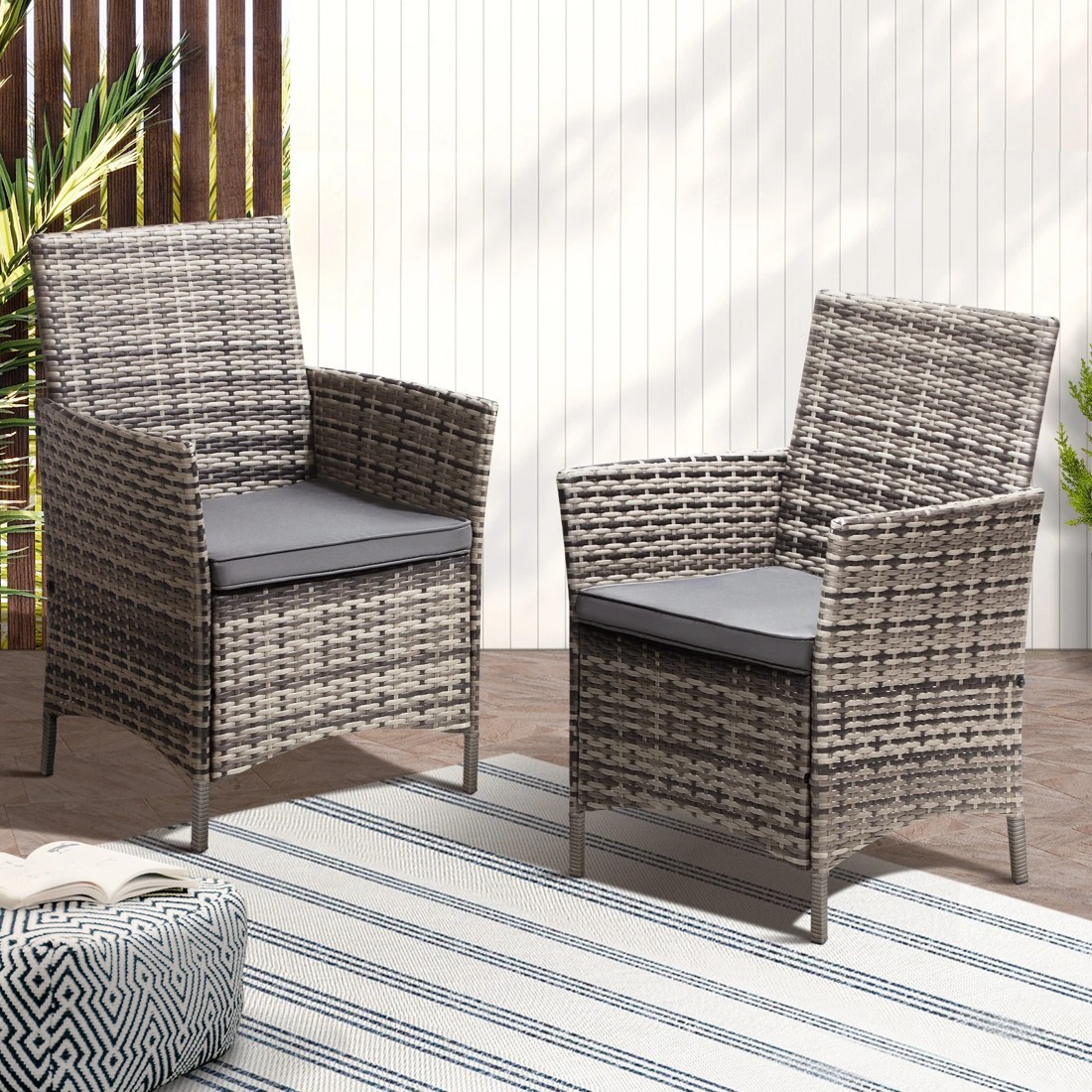 10 Livsip 2x Outdoor Dining Chairs Rattan Outdoor Patio Chairs Furniture
 - Grey, 10 of 10