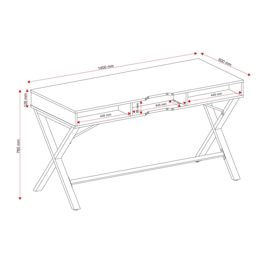 10 Otto Lindenberg Woodgrain Desk 1400mm Black, 10 of 10