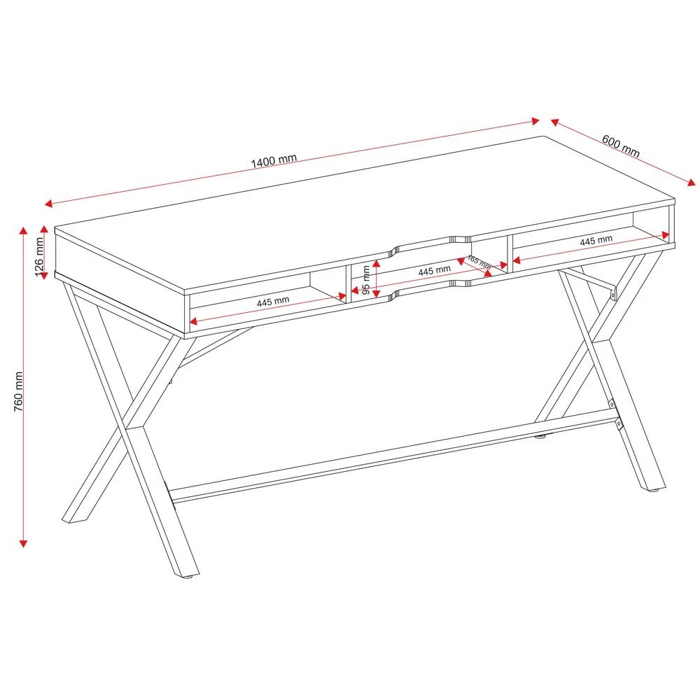 10 Otto Lindenberg Woodgrain Desk 1400mm Black Desks, Tables and Workstations, 10 of 10