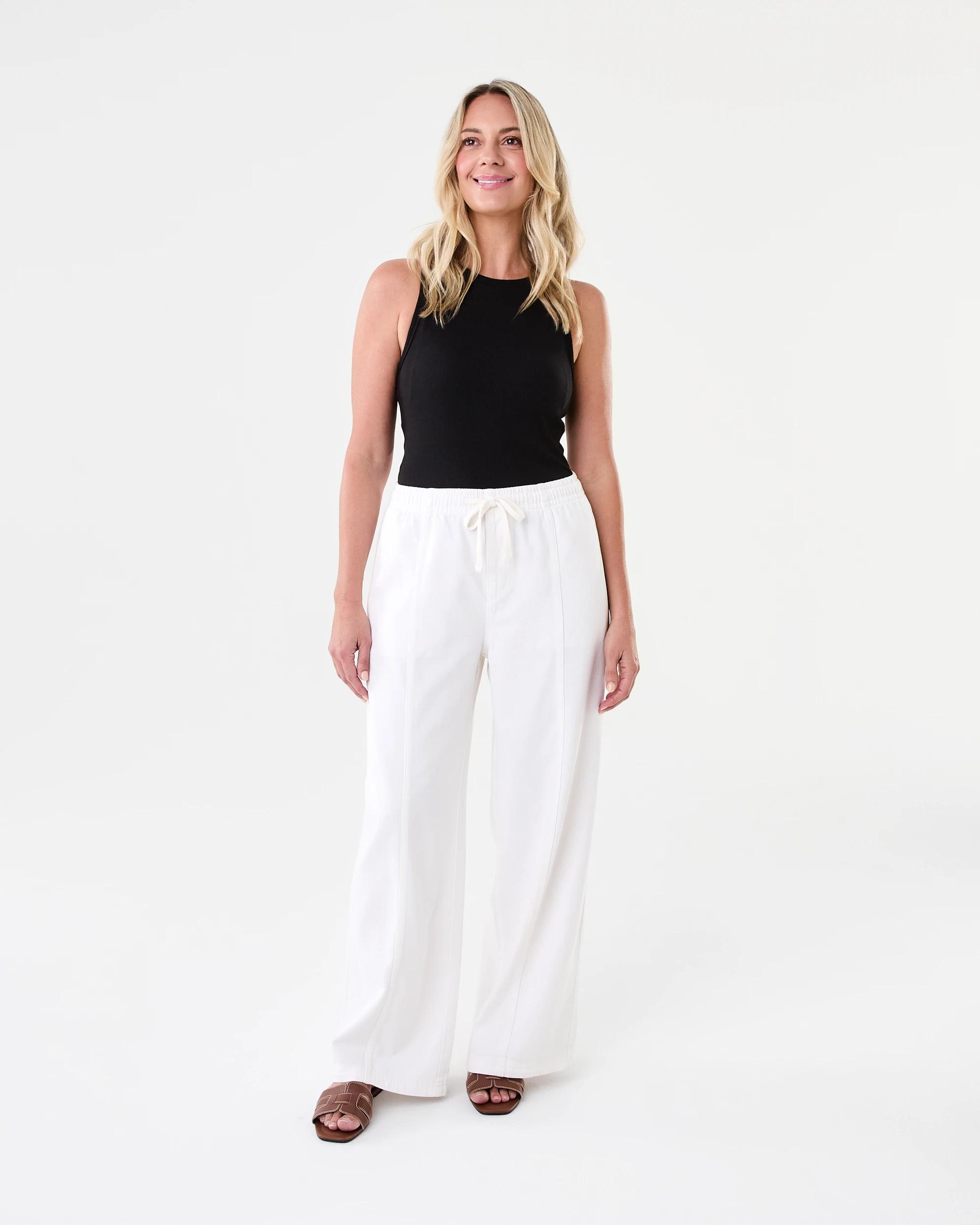 9 Seam Front Wide Leg Jeans Ecru, 9 of 9