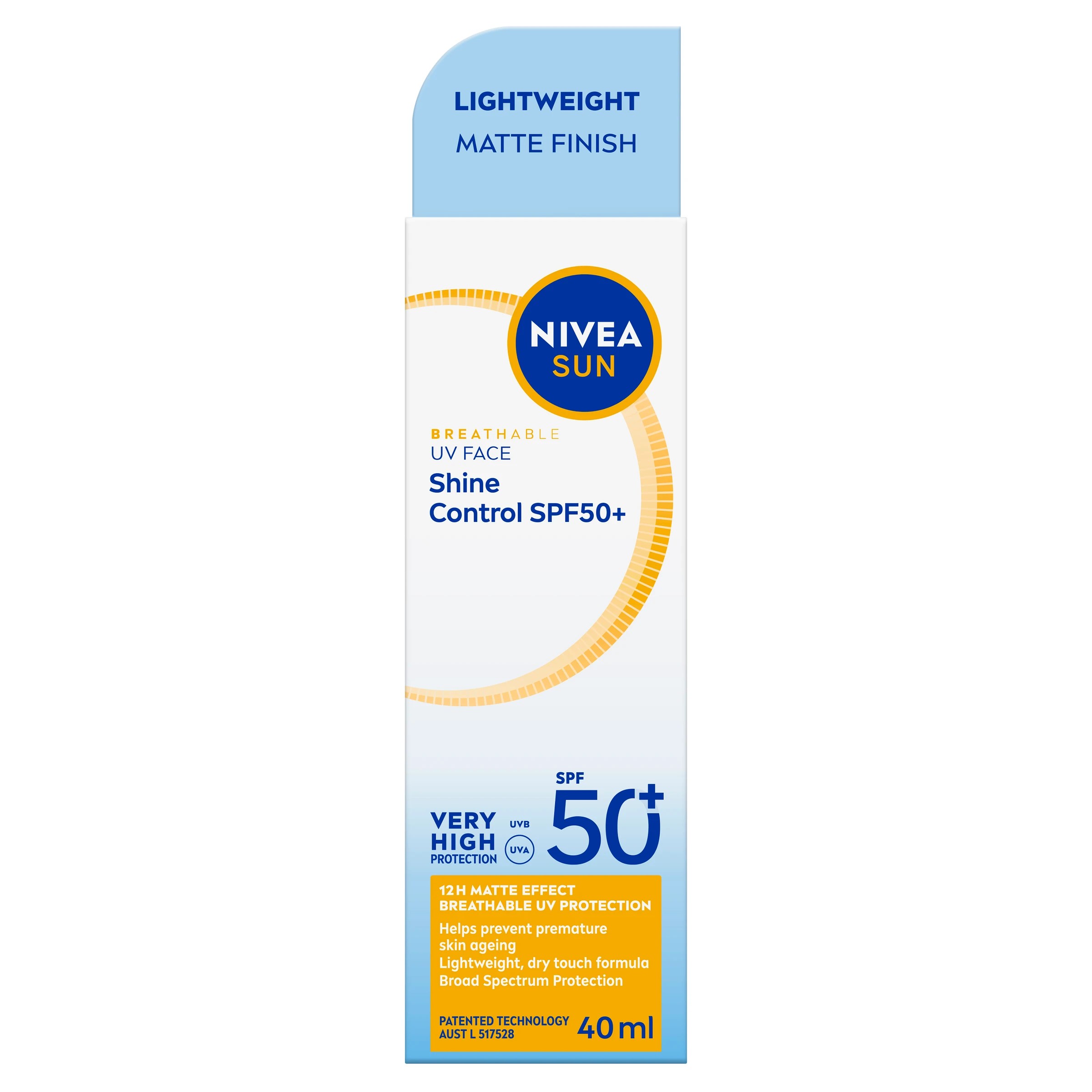 1 NIVEA Sun Breathable UV Face Shine Control SPF 50+ 40ml, 1 of 10