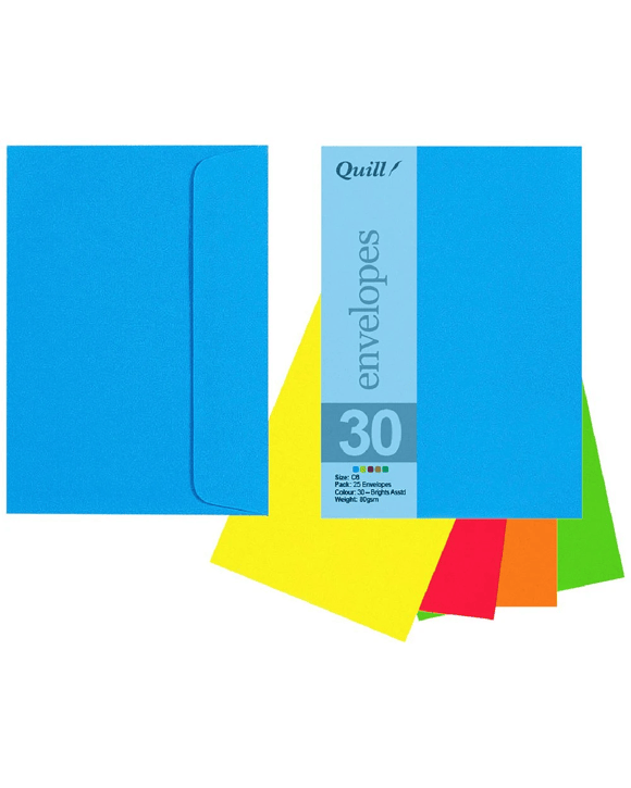 Quill C6 Envelopes Brights Assorted 25 Pack