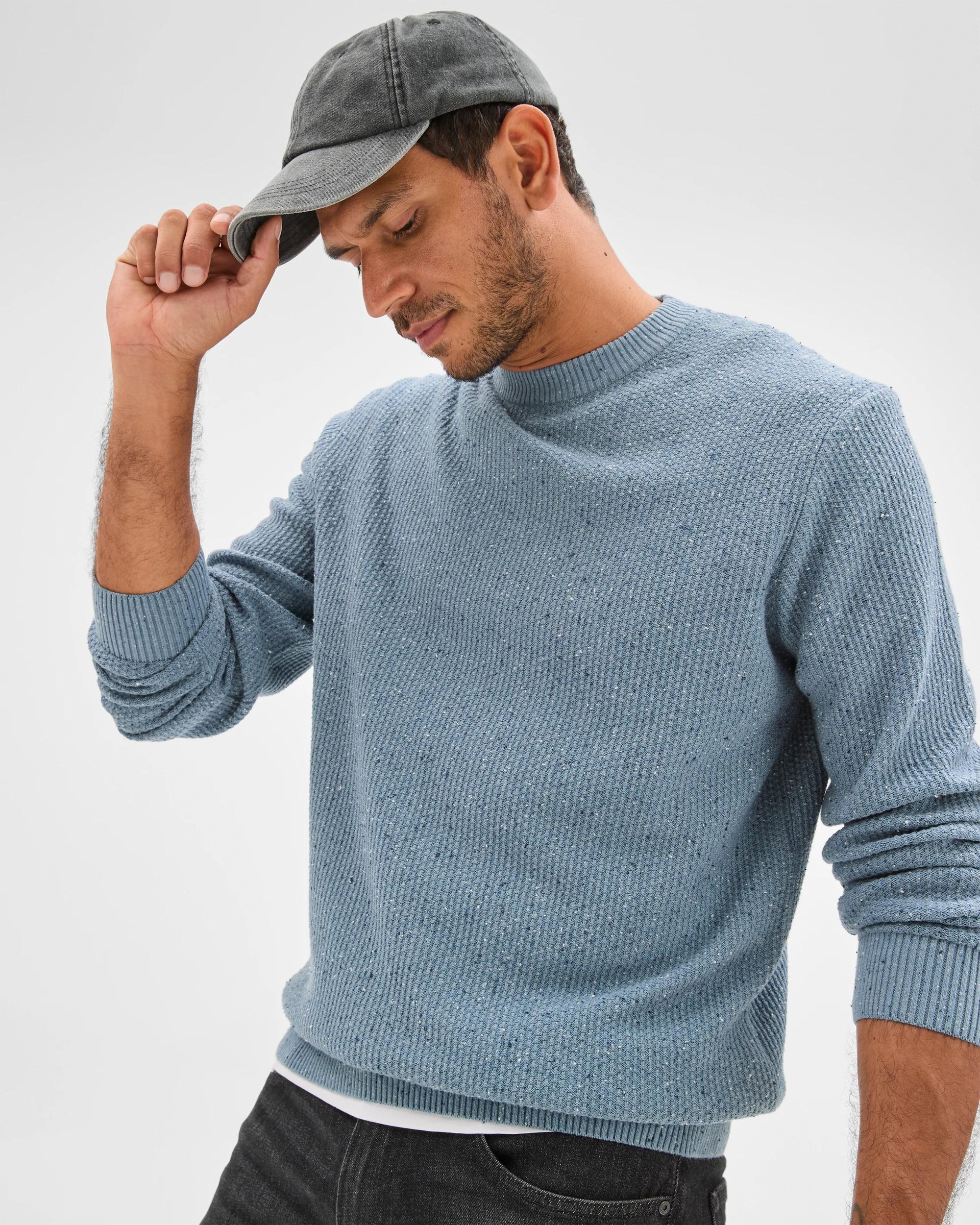1 Target Man Australian Cotton Lightweight Tuck Knit Jumper BLUE, 1 of 6