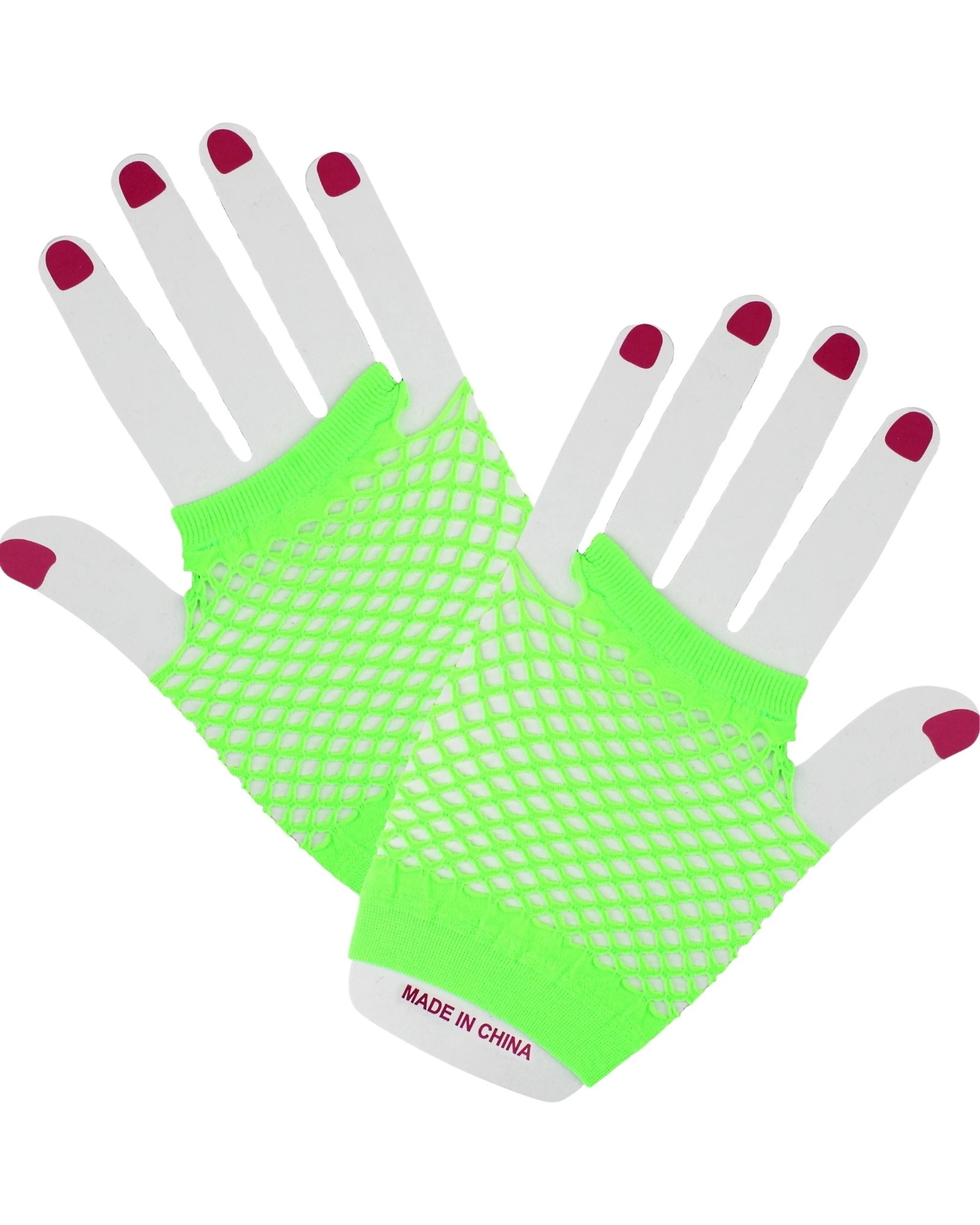 1 Partyrama Neon Short Fingerless Fishnet Gloves - Green, 1 of 1