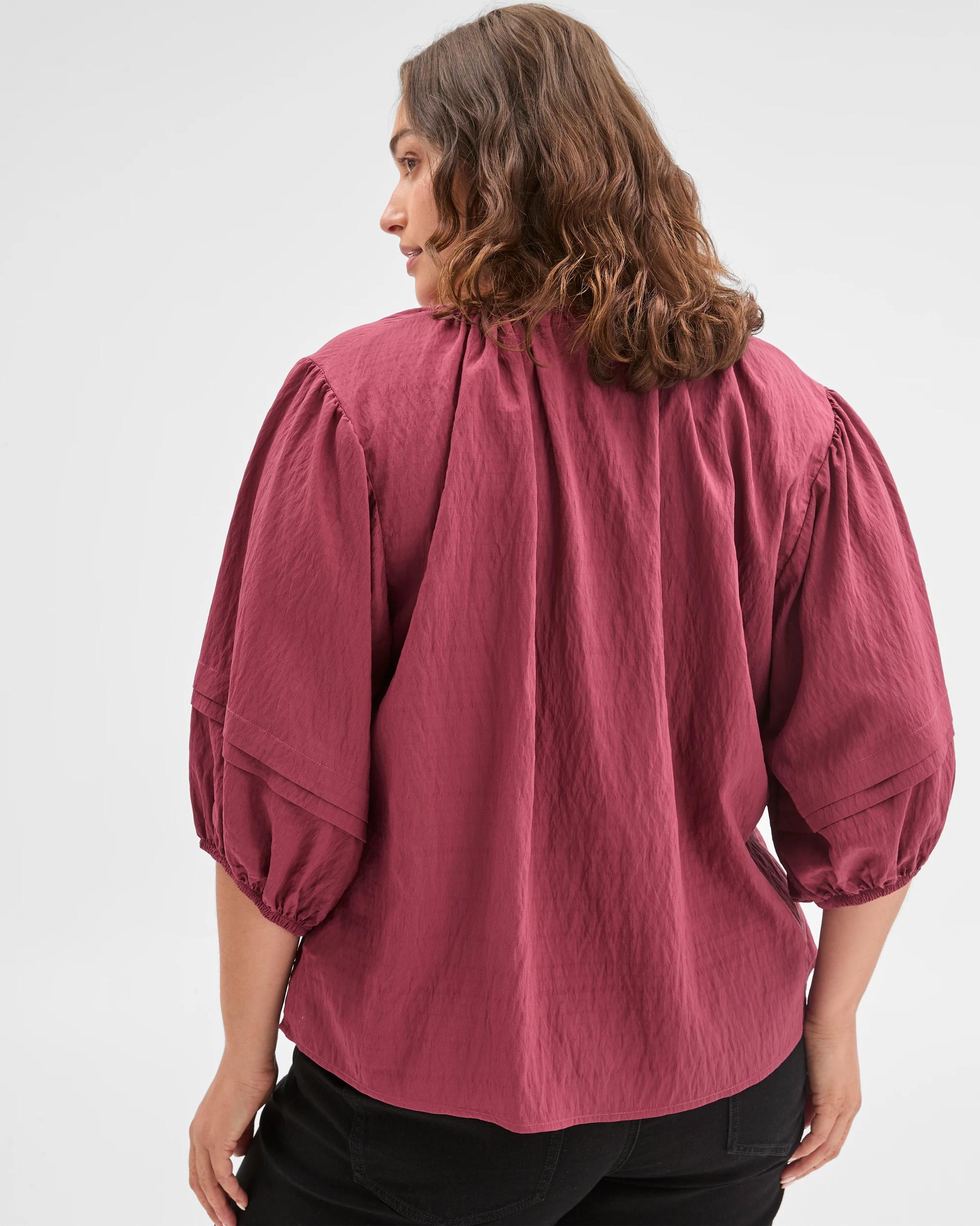 4 Target Curve Plus Size 3/4 Balloon Sleeve Blouse MULBERRY, 4 of 7