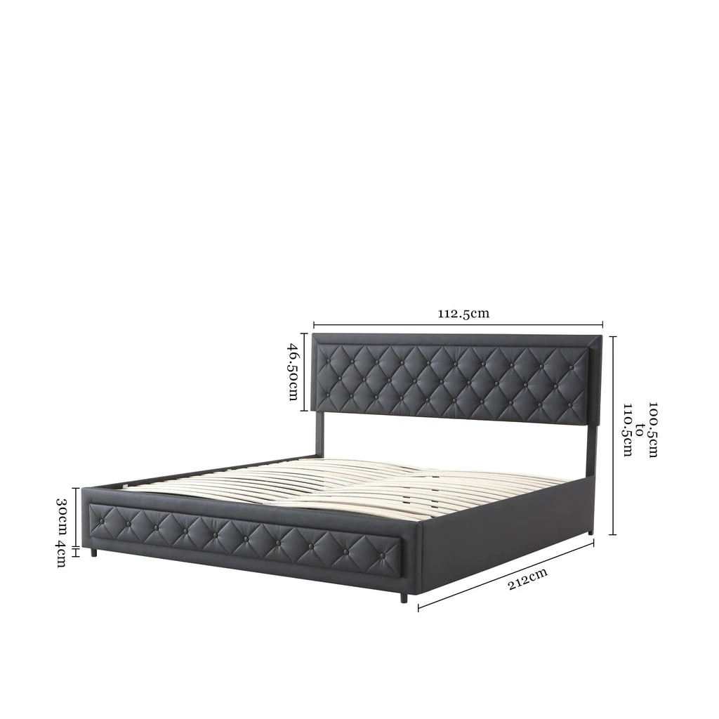 9 Zzz Atelier Vienna King Single Storage Bed Frame with Gas Lift and Adjustable Headboard - Beige, 9 of 9
