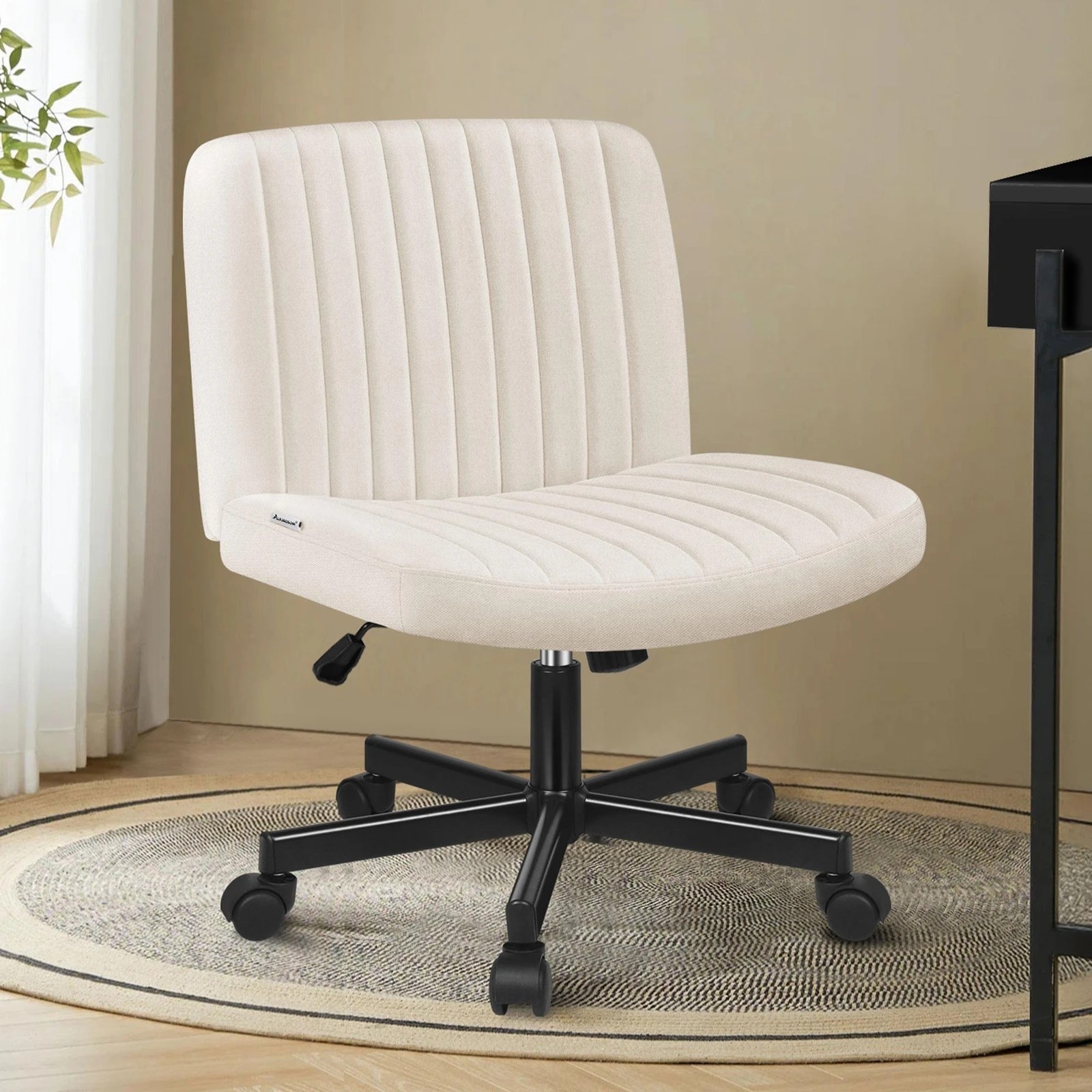 3 Alfordson Office Desk Chair Computer Armless Wide Seat Mid Back Fabric - Beige, 3 of 9