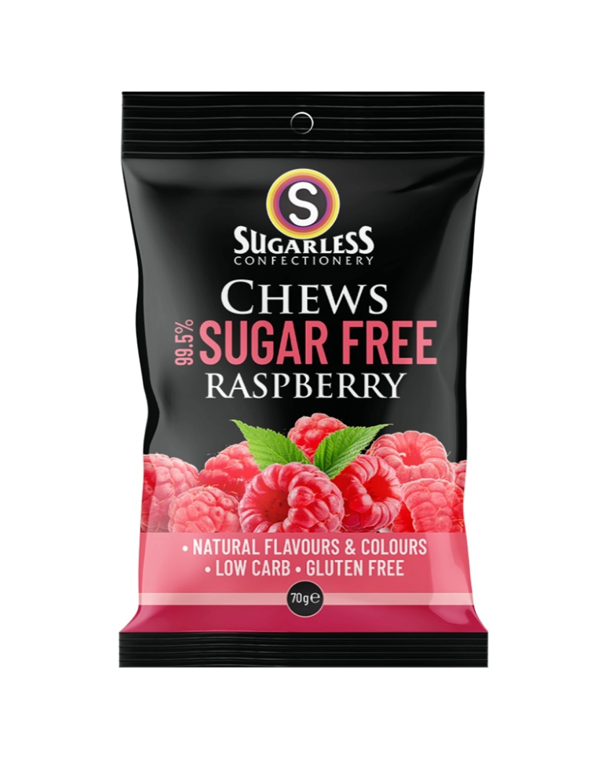 1 Sugarless Confectionery Co Raspberry Chews 70g, 1 of 1