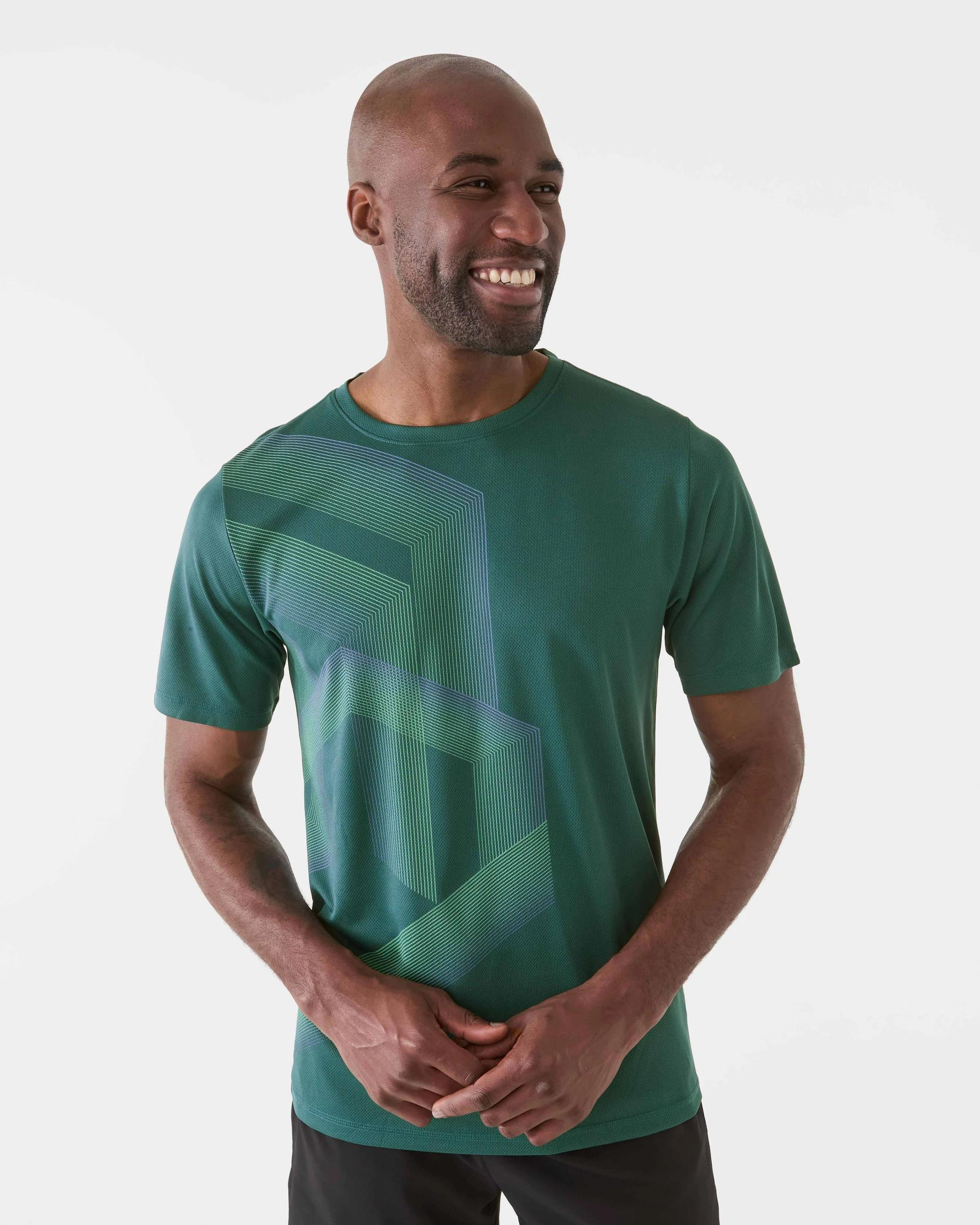 6 Active Mens Printed T-shirt Diamondgrn, 6 of 7