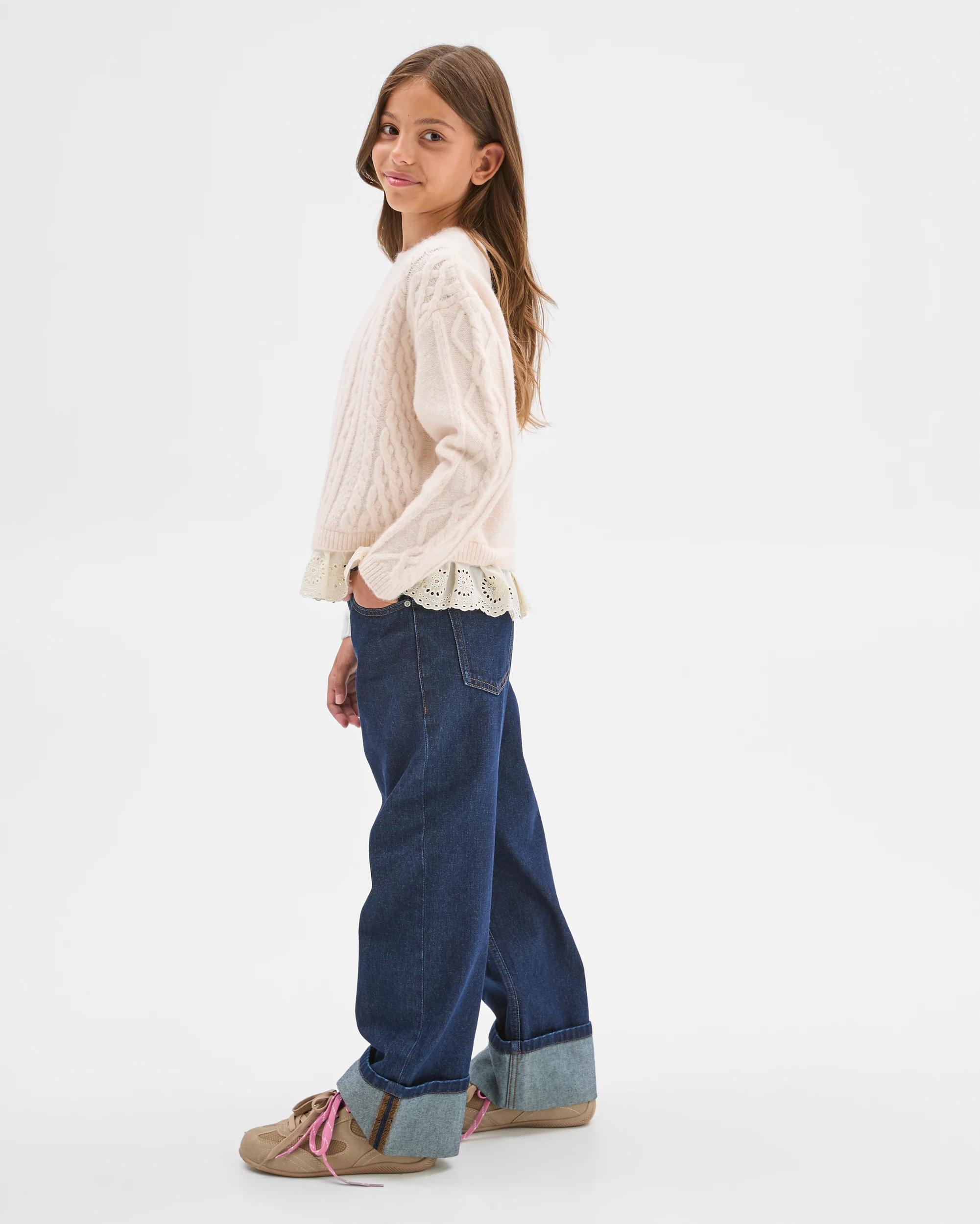 3 Target Kids Cable Knit Lace Hem Jumper CREAM, 3 of 7