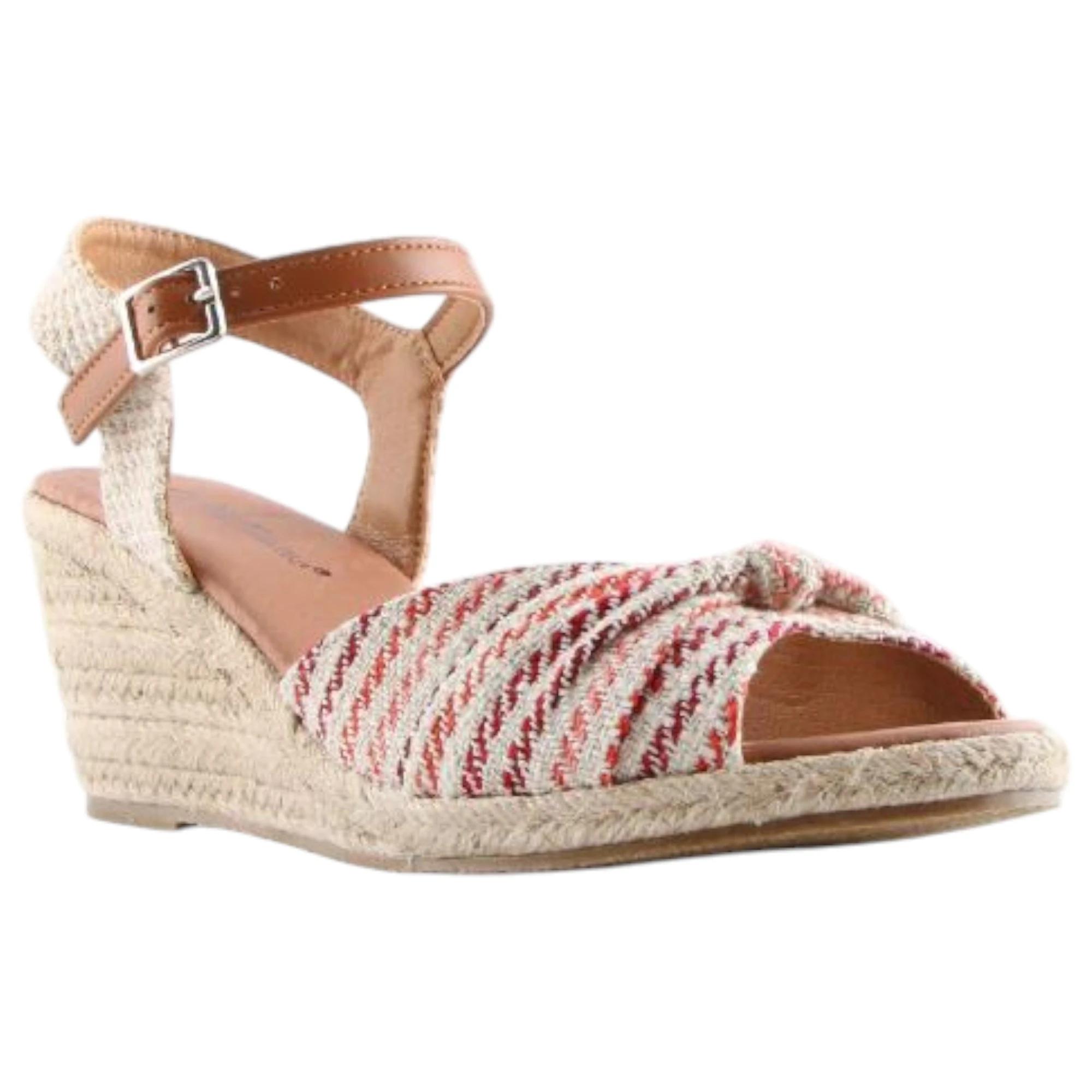 3 Bellissimo Womens Lou Wedge Sandals RED MULTI, 3 of 4