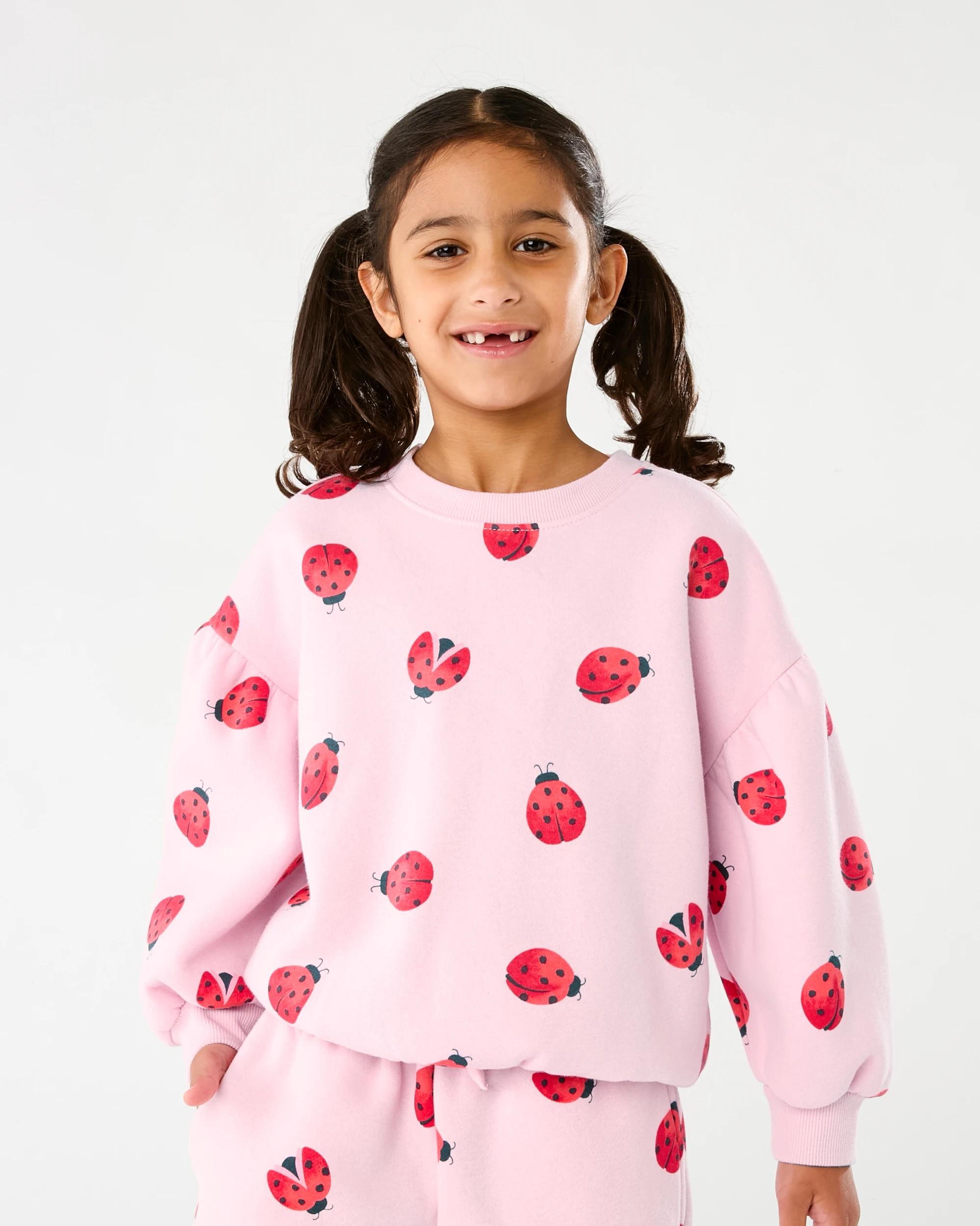 1 Oversized All Over Print Crew Neck Sweatshirt Pnk Bug, 1 of 7