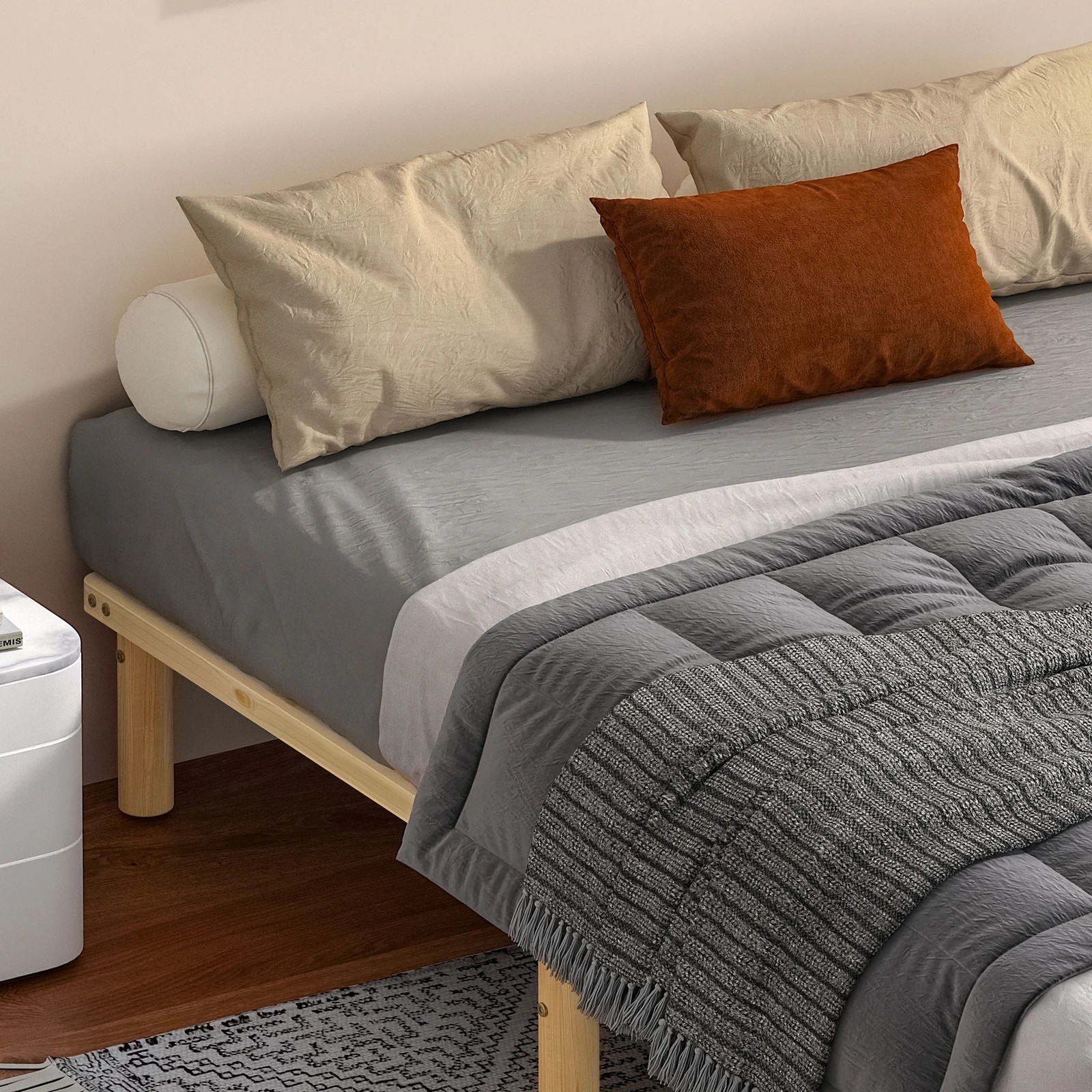 4 Alfordson Bed Frame Wooden Timber Double Size Mattress Base Platform Basia - Natural, 4 of 10