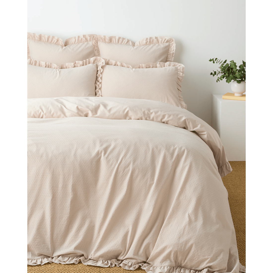 1 Target Australian Cotton Celine Jacquard Double Ruffle Quilt Cover Set
 - Queen Bed
 - Natural, 1 of 3