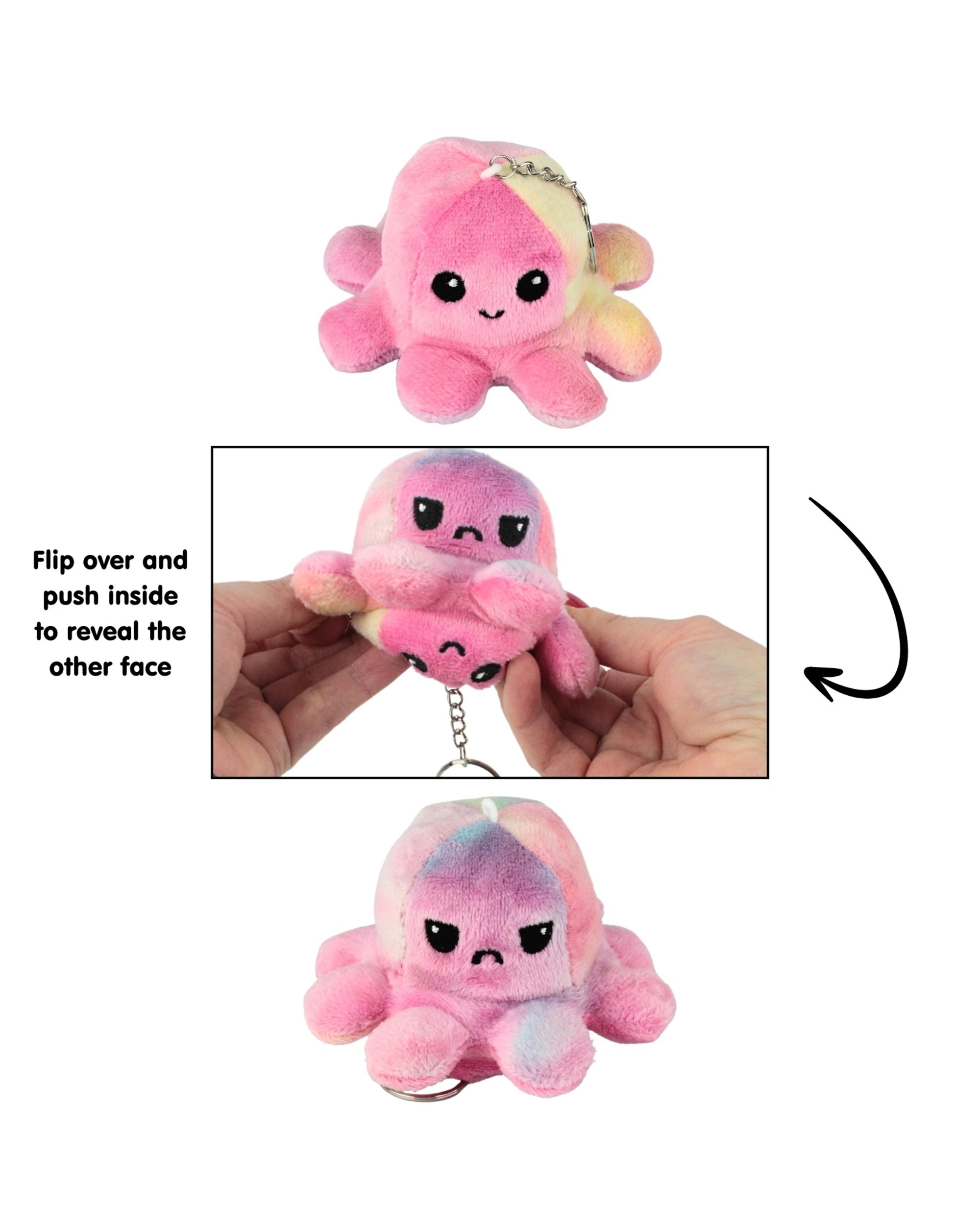 2 Partyrama 6pcs Reversible Octopus Plush Toy Keyrings, 2 of 4