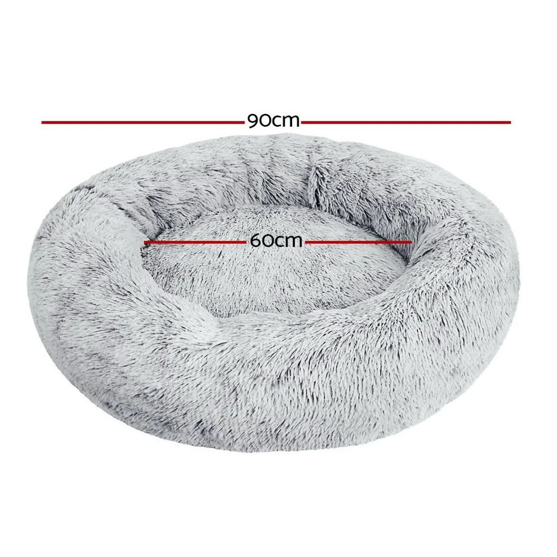 2 i.Pet Pet Bed Dog Cat 90cm Large Calming Soft Plush - Grey, 2 of 6