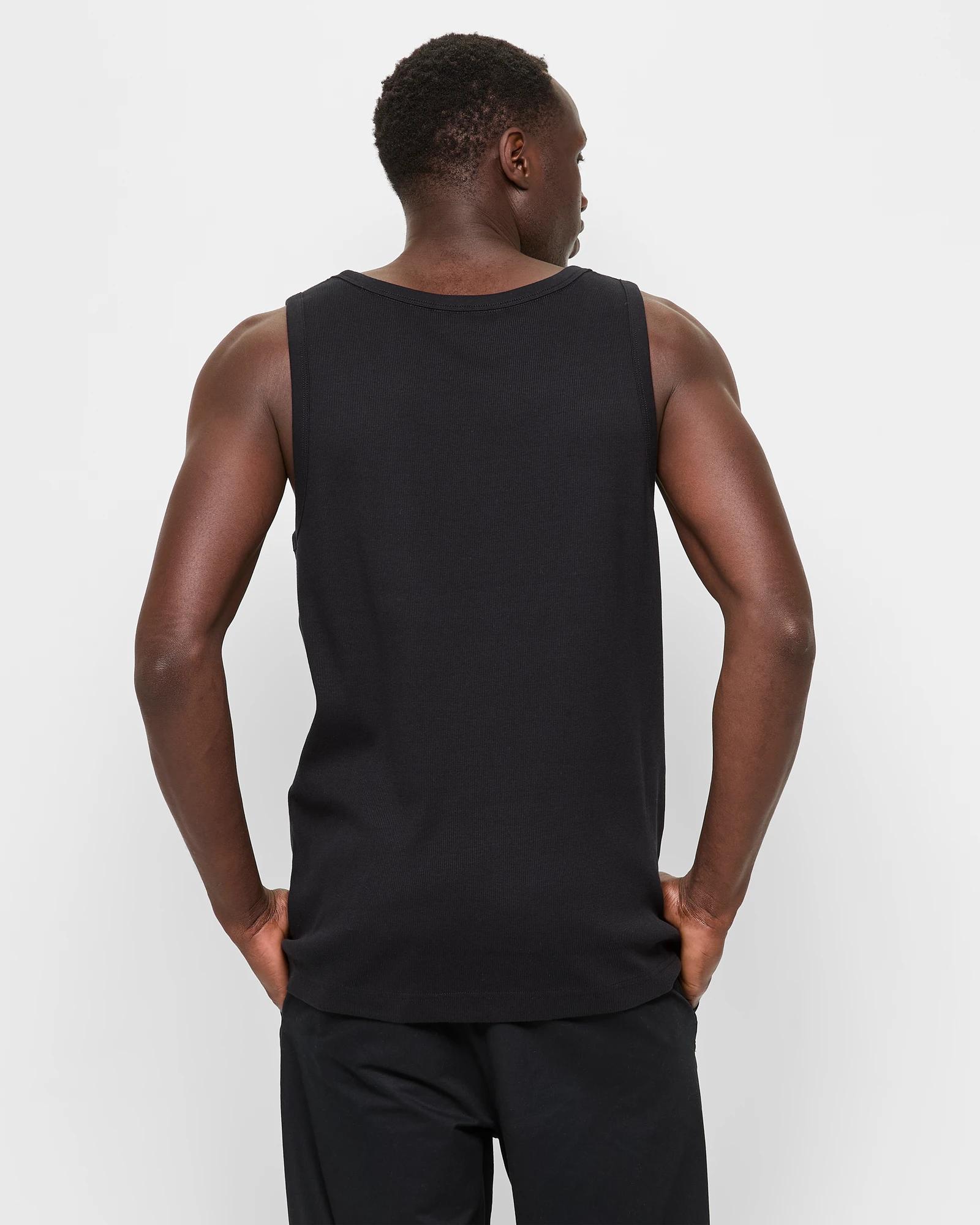 4 Australian Cotton Rib Tank Top - Commons BLACK, 4 of 5